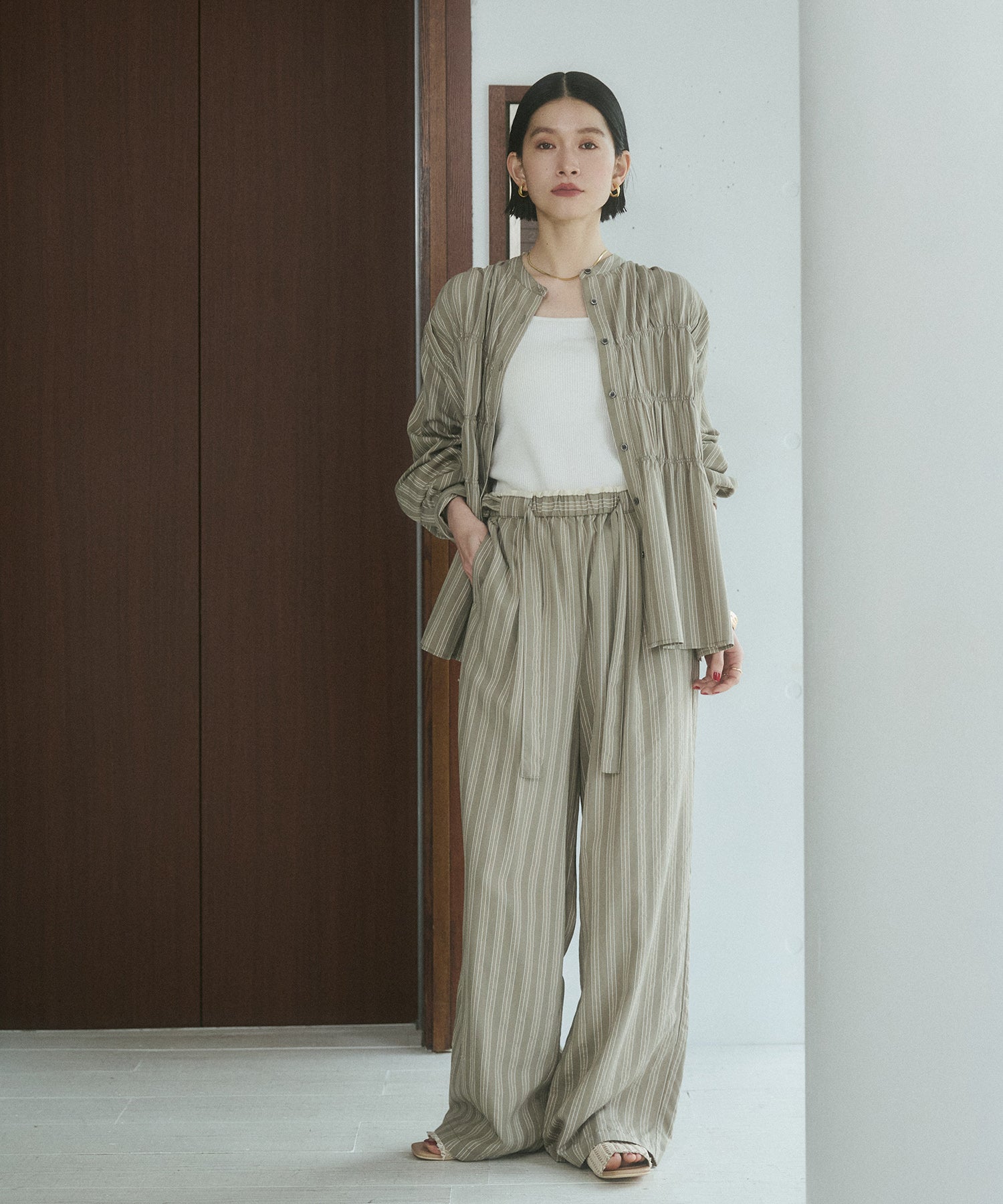 ストライプ イージーパンツ