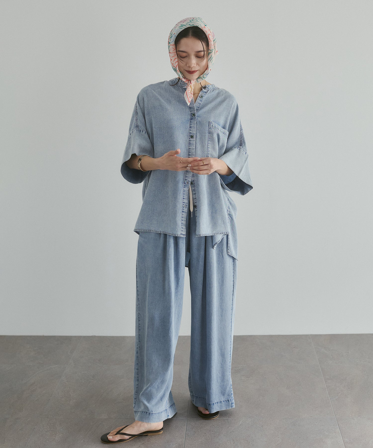 TENCEL DENIM WIDE PANTS