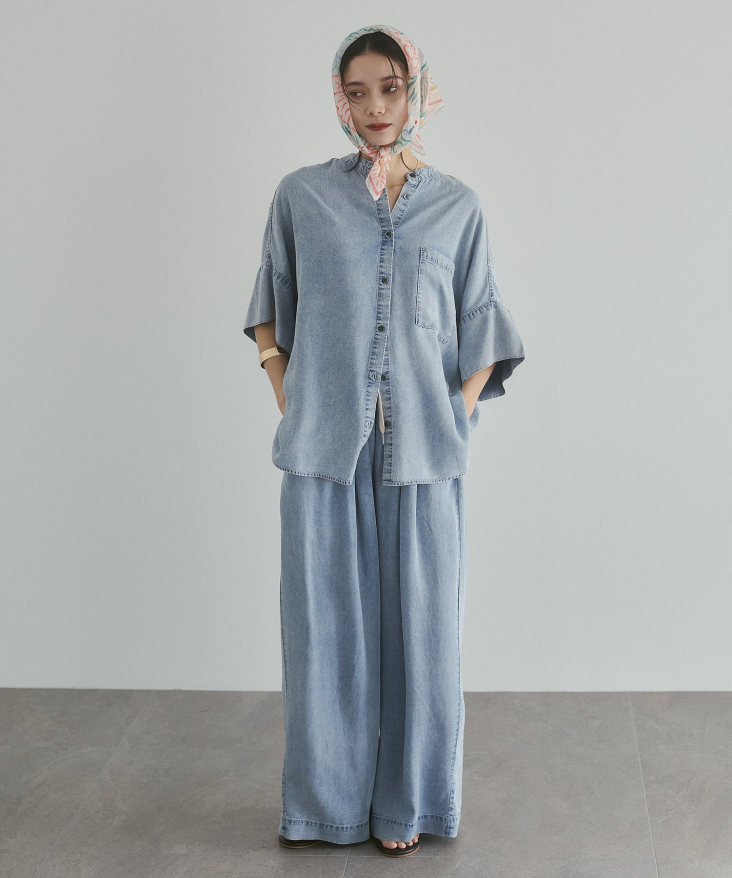 TENCEL DENIM WIDE PANTS