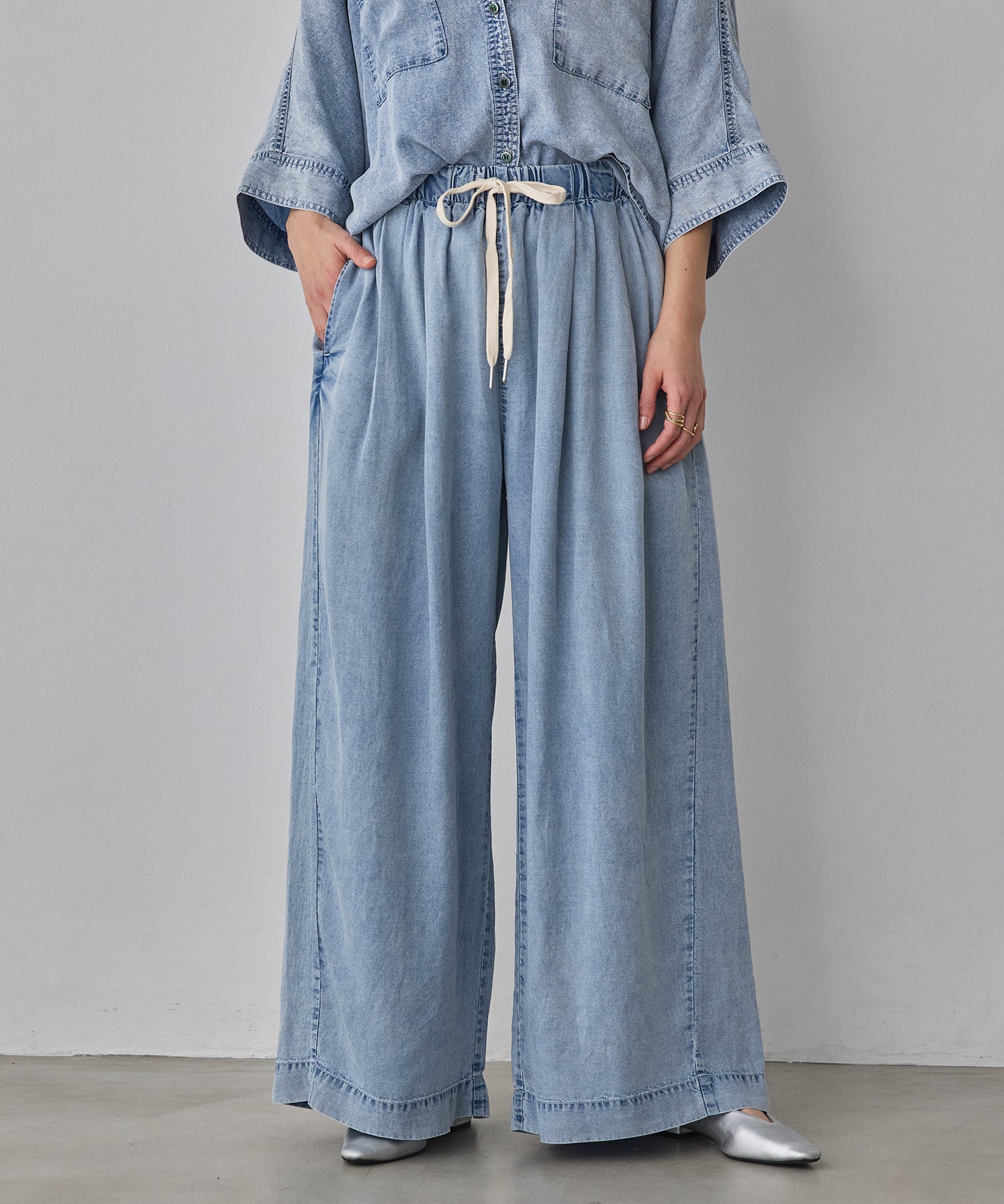 TENCEL DENIM WIDE PANTS