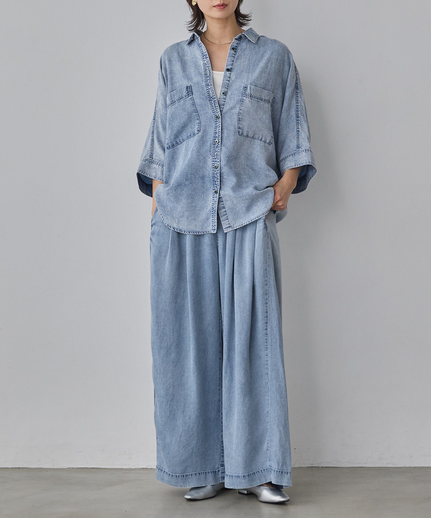 TENCEL DENIM WIDE PANTS