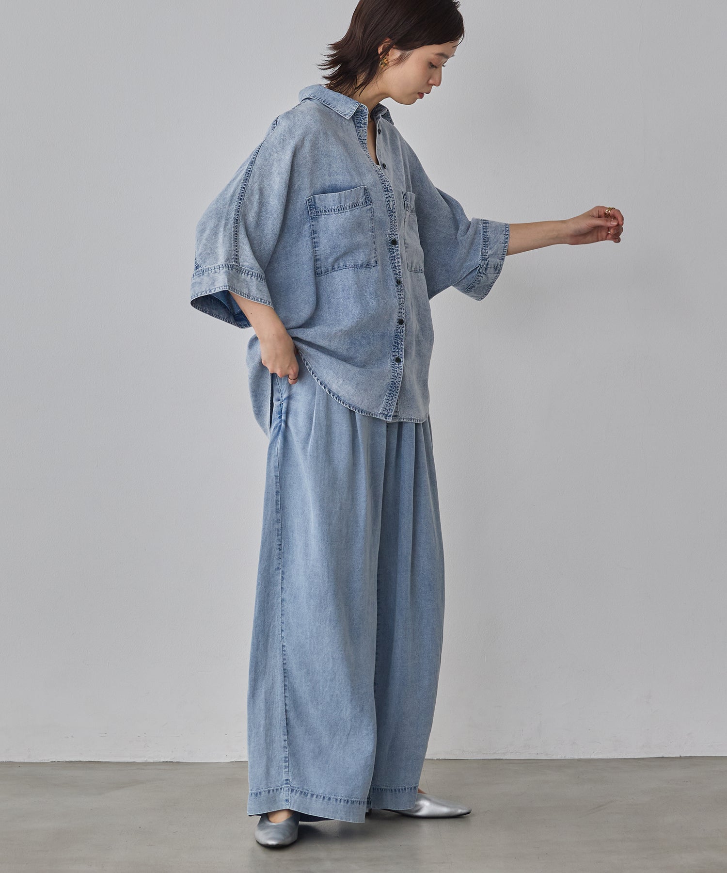 TENCEL DENIM WIDE PANTS