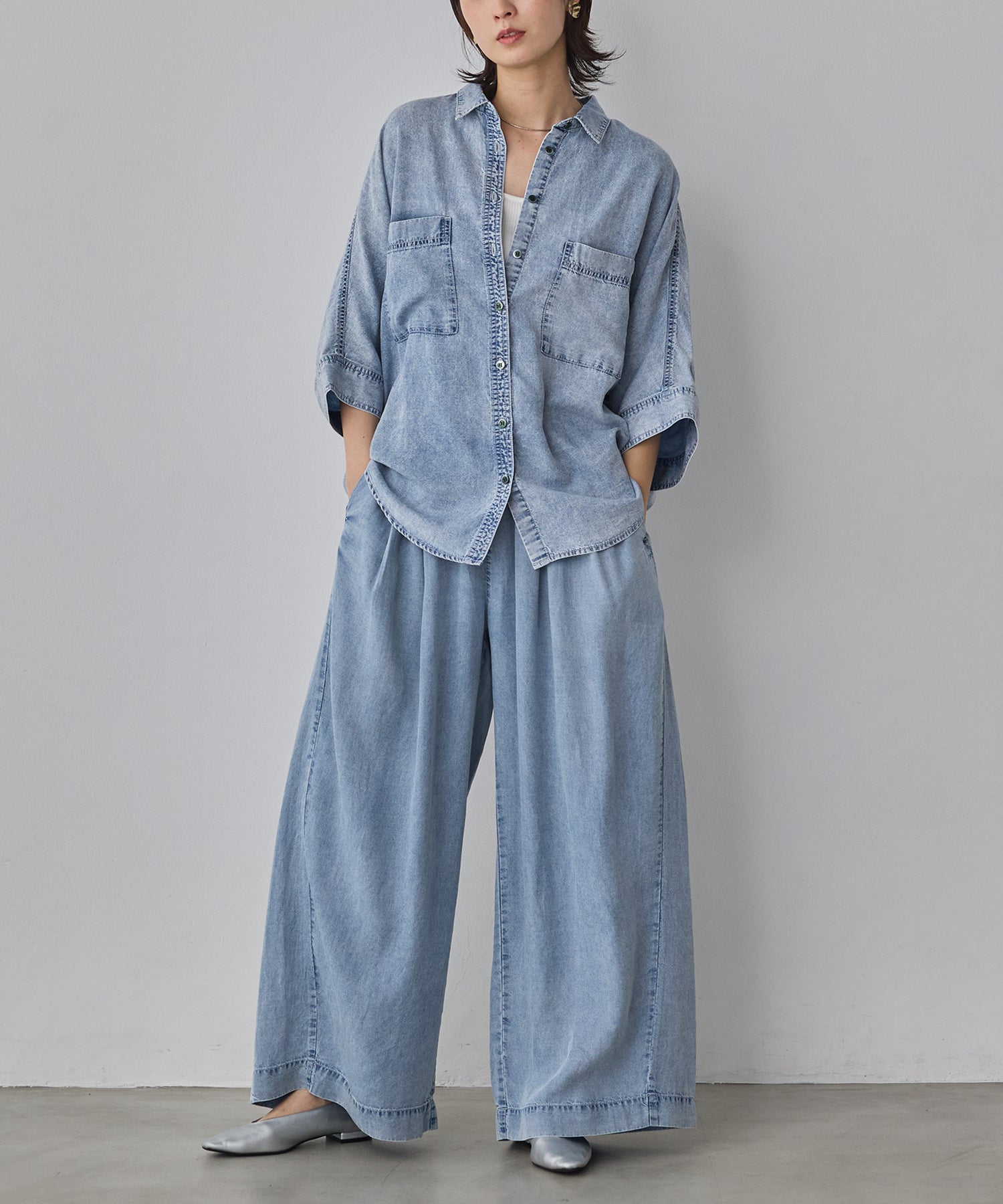 TENCEL DENIM WIDE PANTS