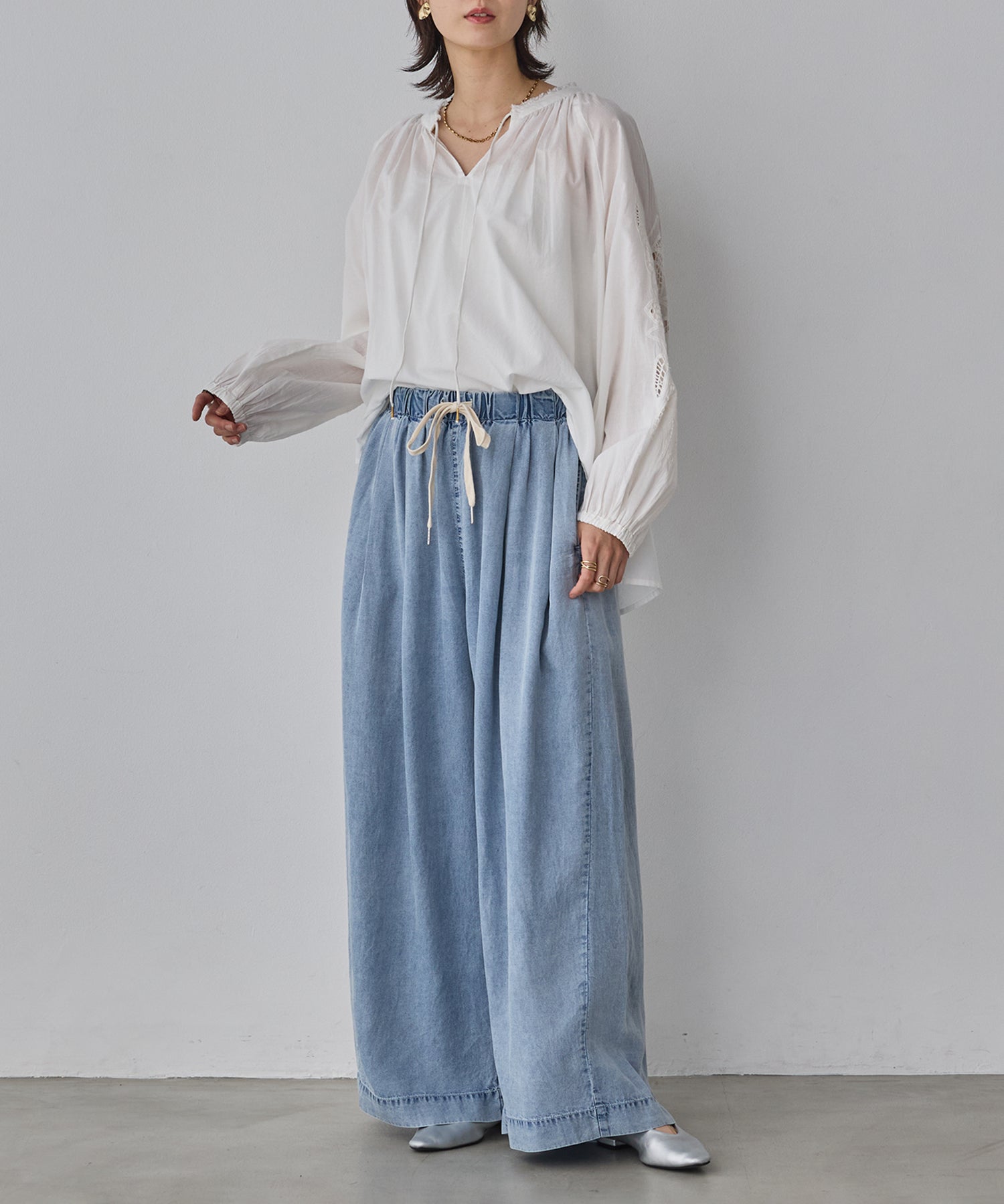TENCEL DENIM WIDE PANTS