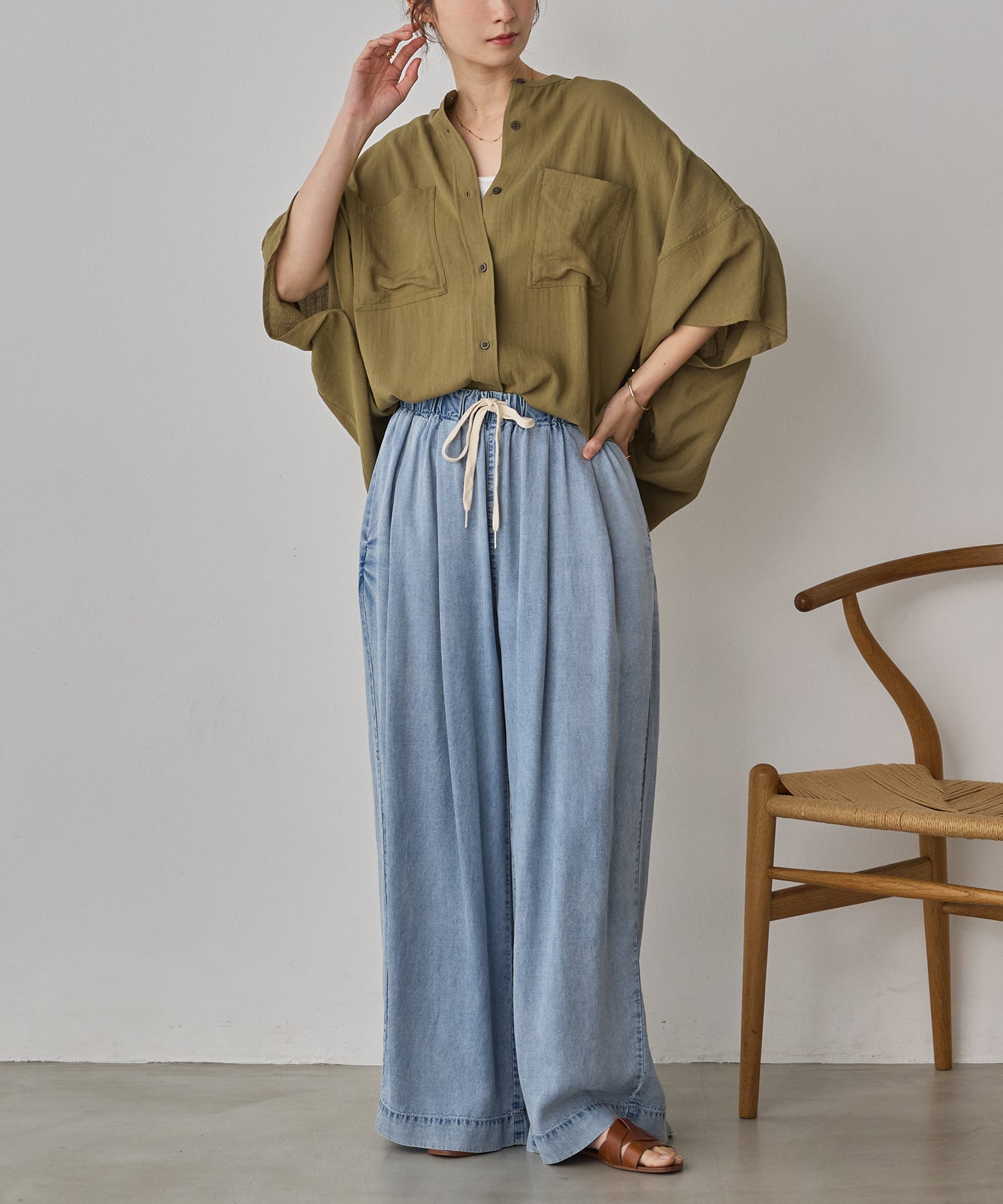 TENCEL DENIM WIDE PANTS