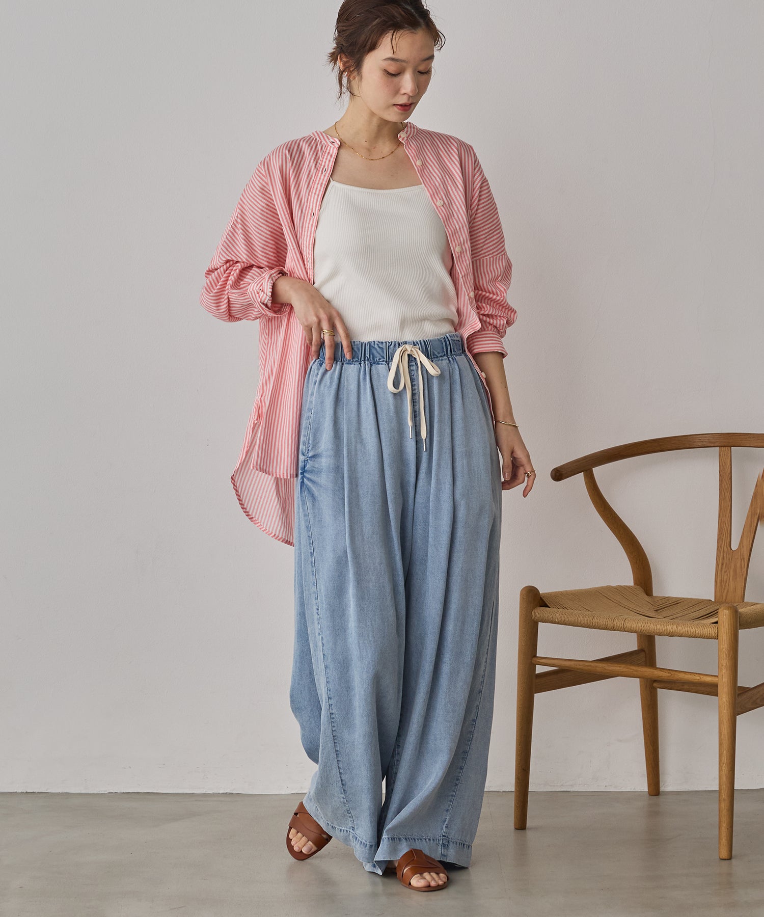TENCEL DENIM WIDE PANTS