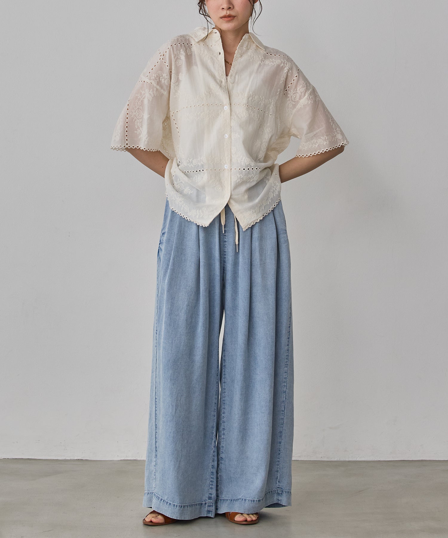 TENCEL DENIM WIDE PANTS