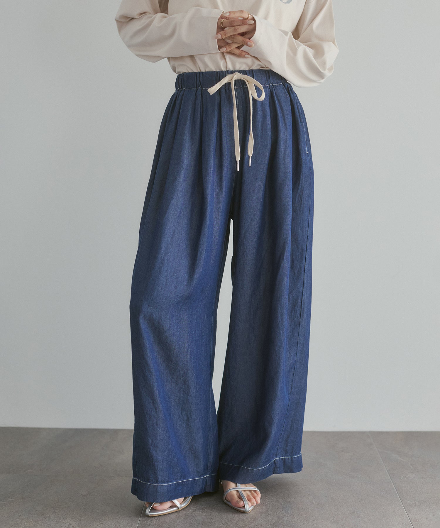 TENCEL DENIM WIDE PANTS