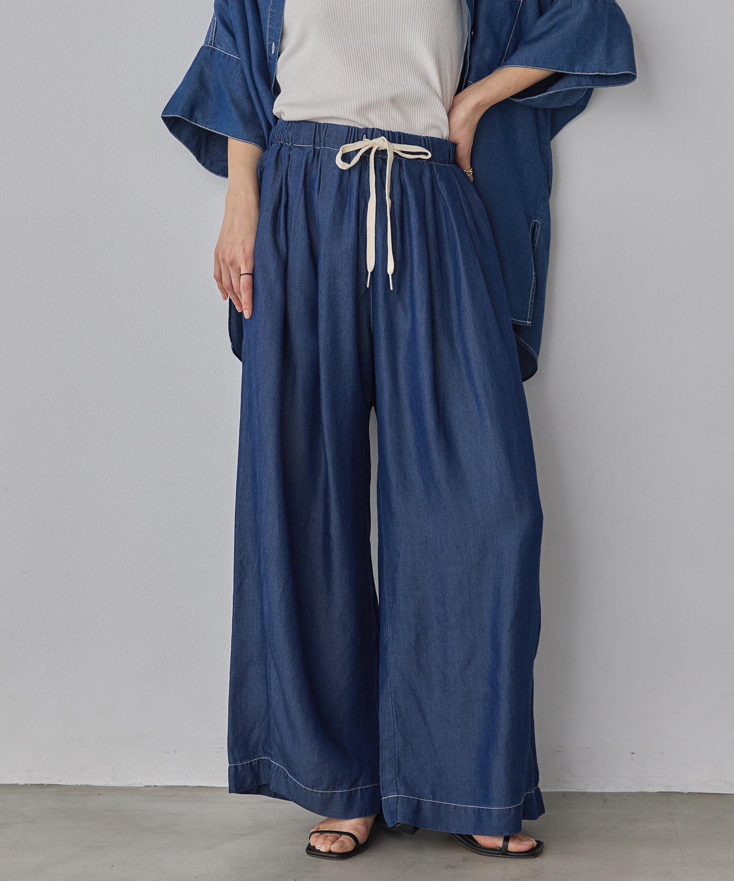 TENCEL DENIM WIDE PANTS
