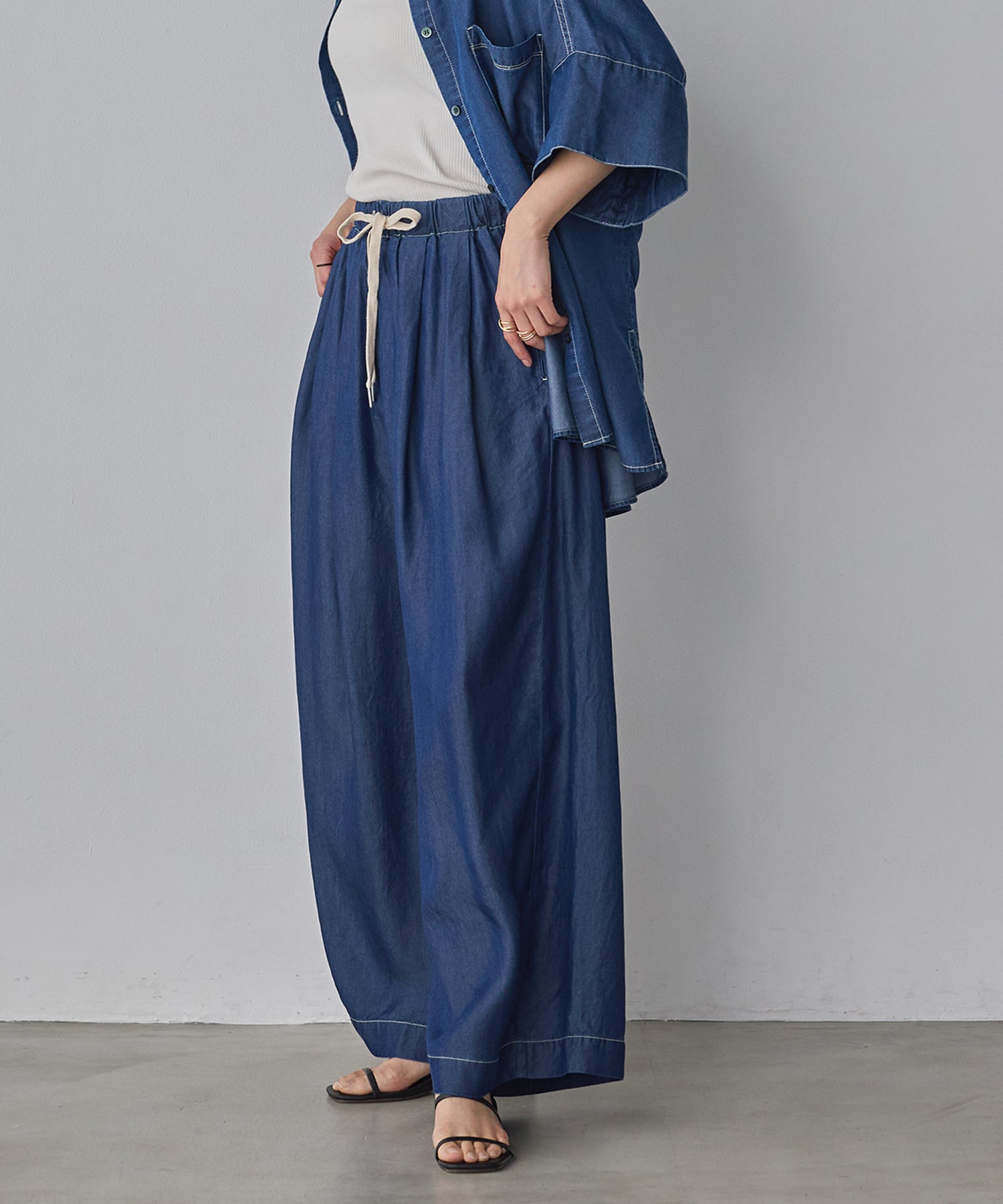 TENCEL DENIM WIDE PANTS