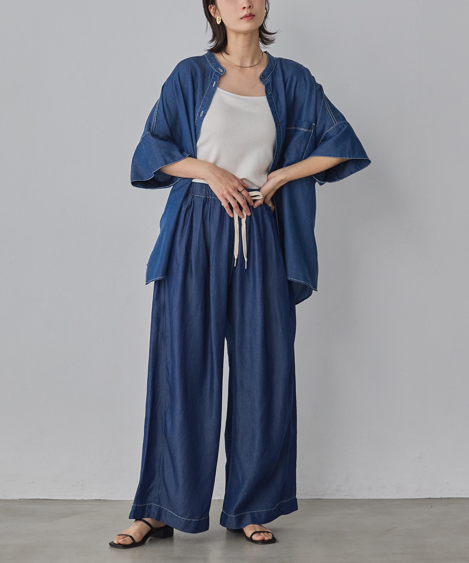 TENCEL DENIM WIDE PANTS