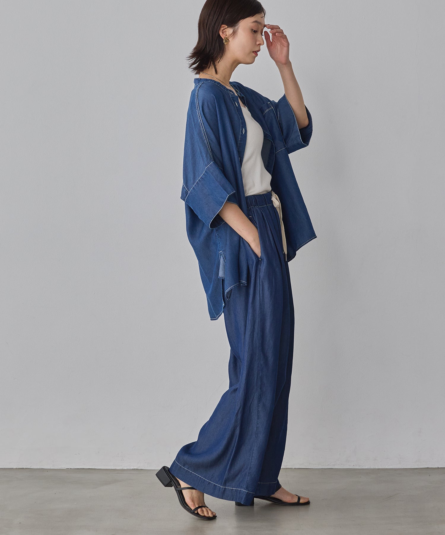 TENCEL DENIM WIDE PANTS