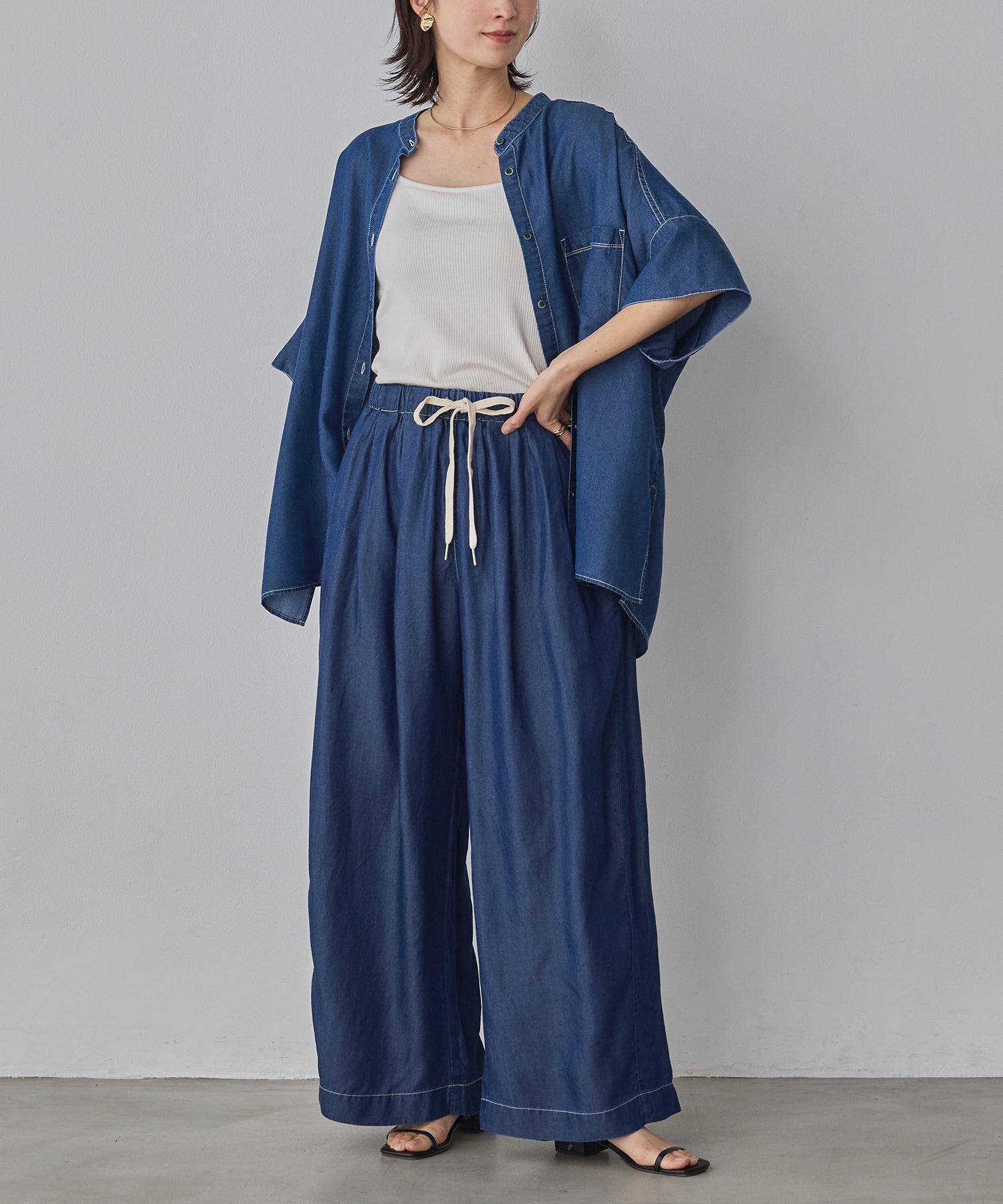 TENCEL DENIM WIDE PANTS