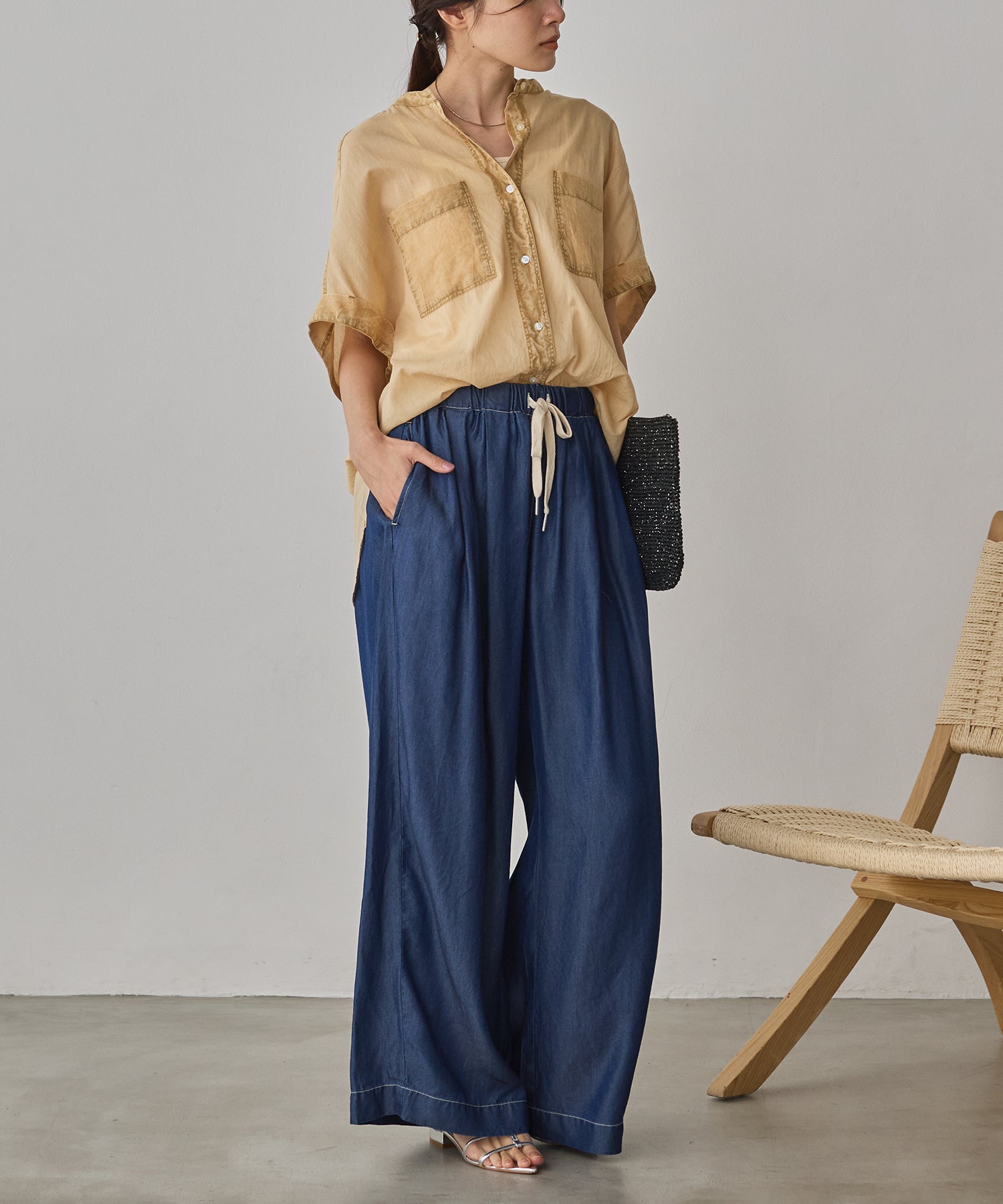 TENCEL DENIM WIDE PANTS