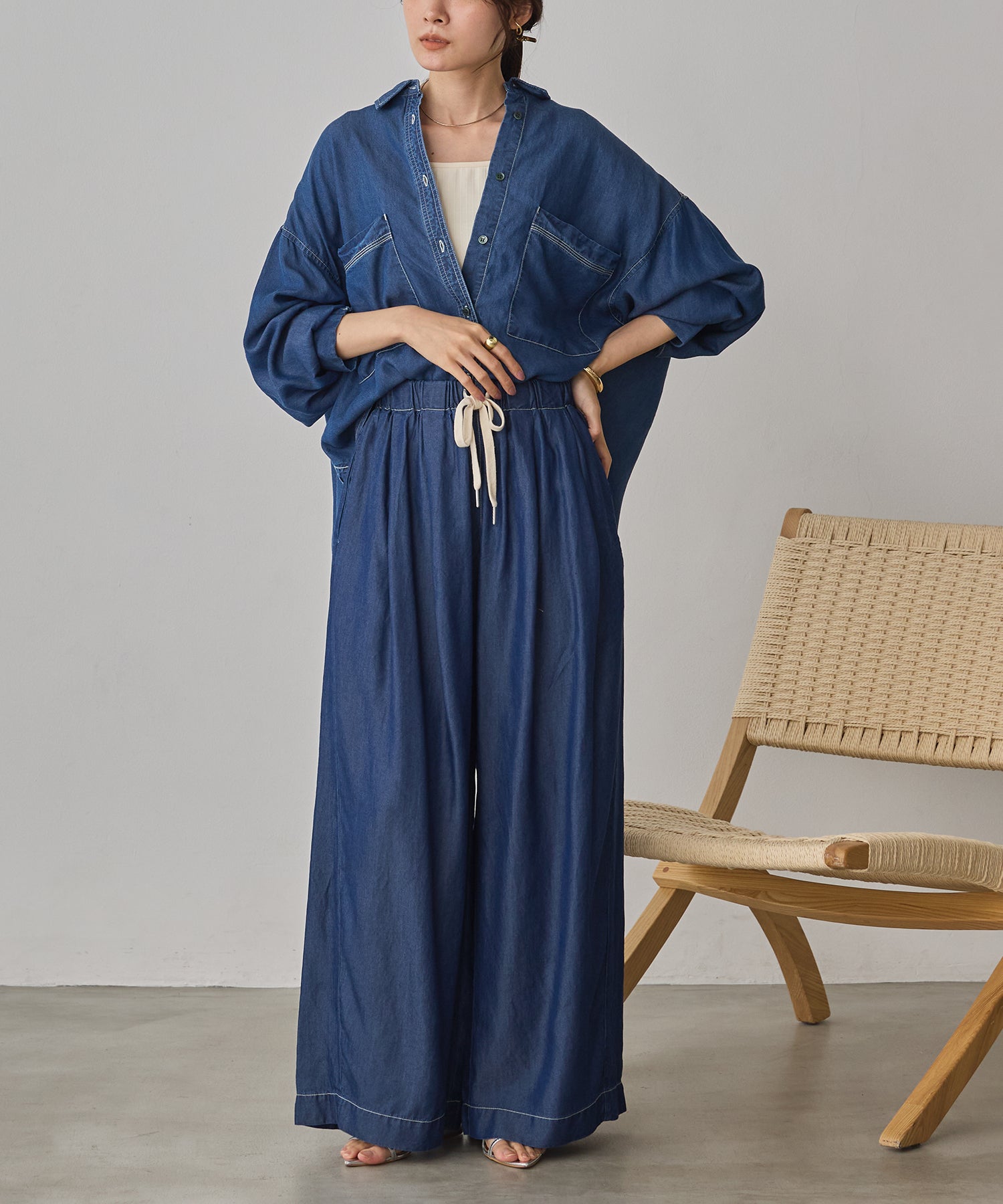 TENCEL DENIM WIDE PANTS