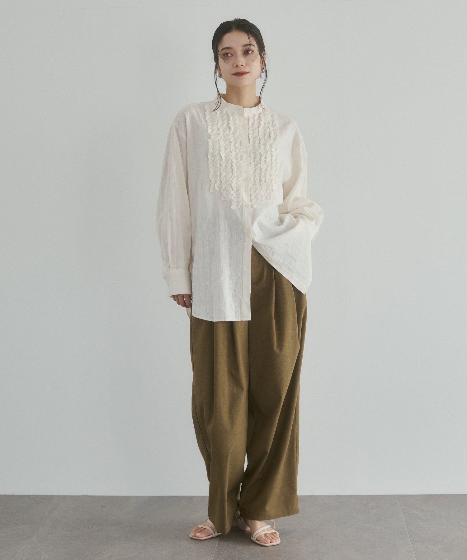 LINEN-LOOK PLEATED PANTS