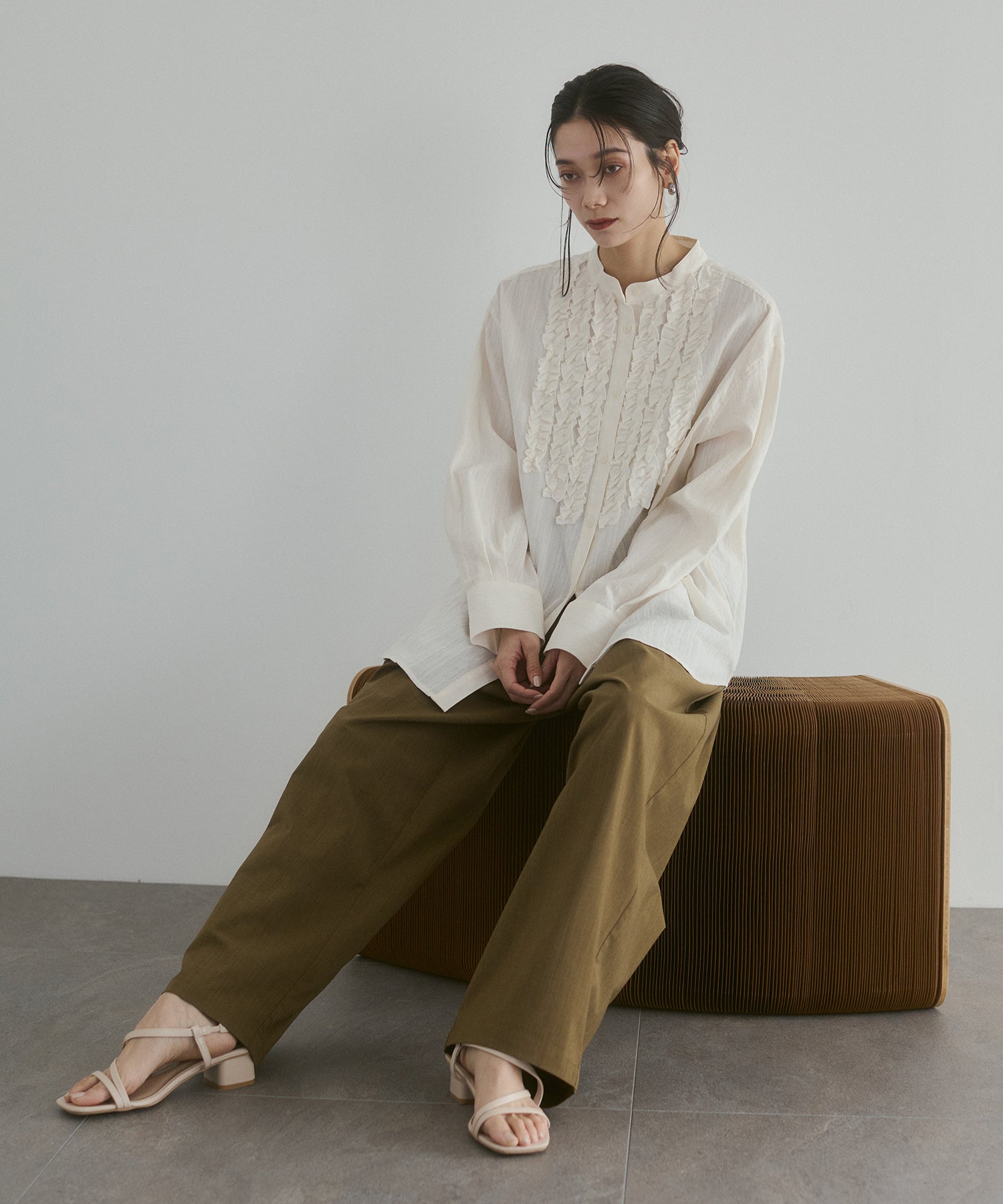 LINEN-LOOK PLEATED PANTS