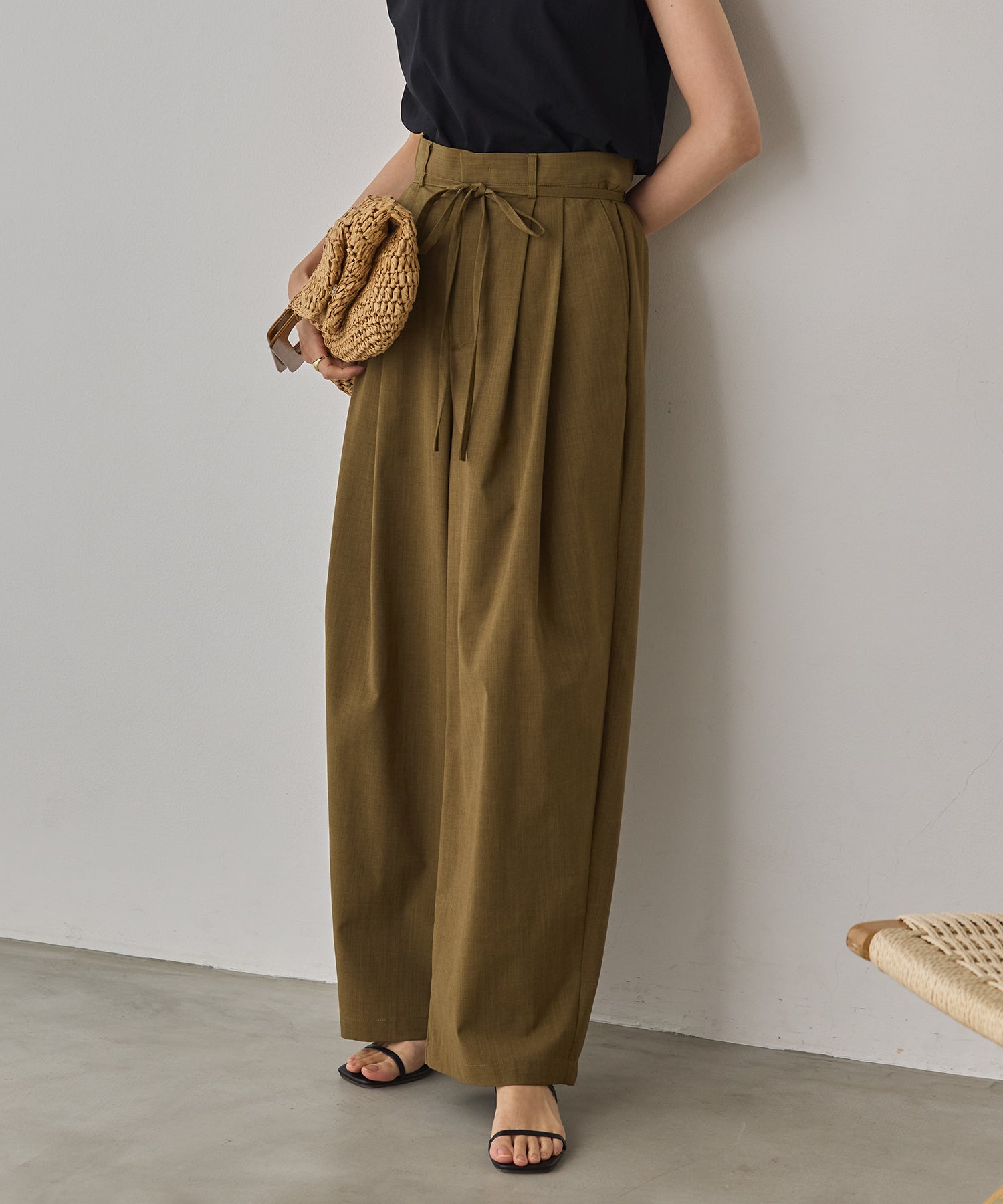 LINEN-LOOK PLEATED PANTS