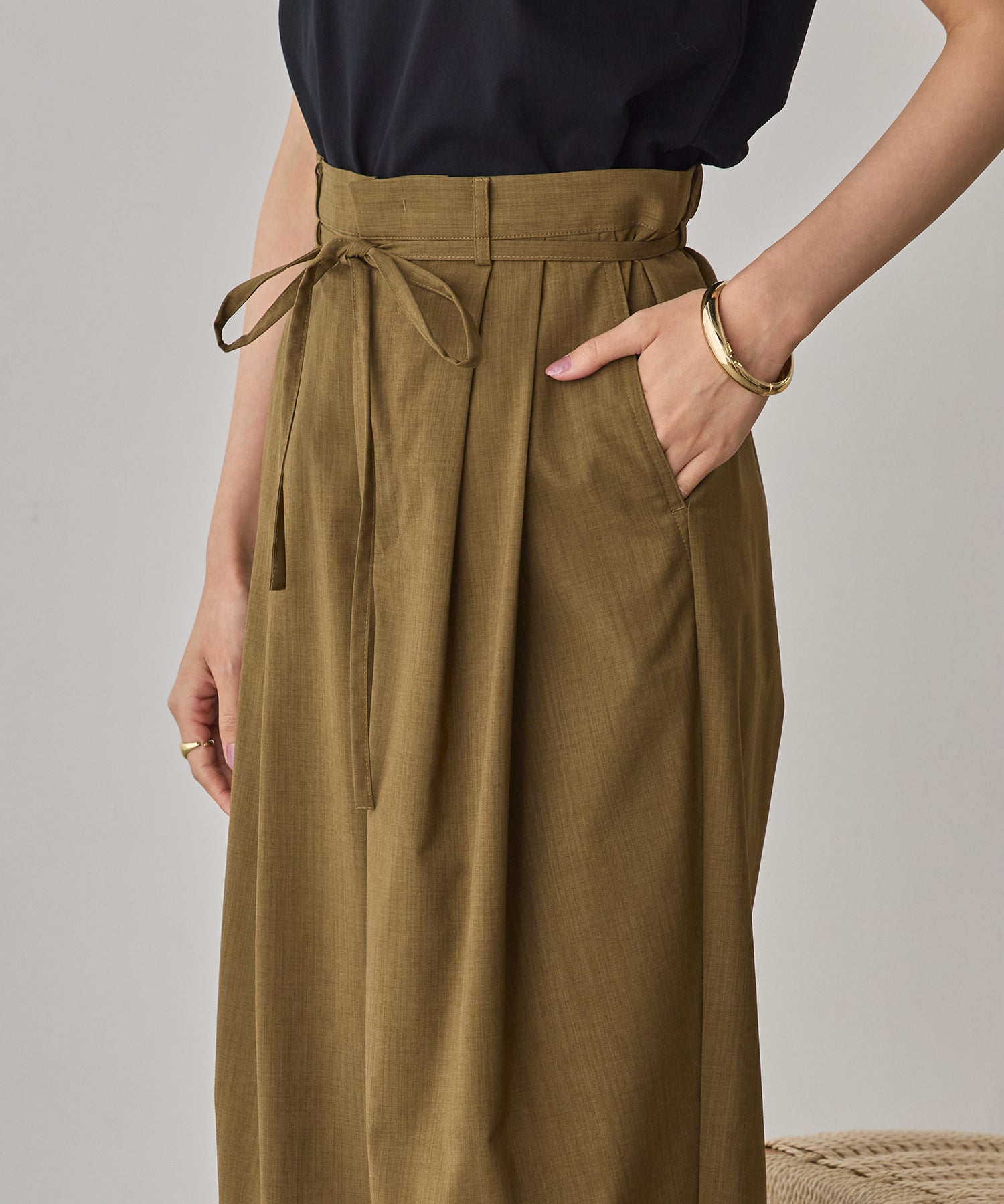 LINEN-LOOK PLEATED PANTS
