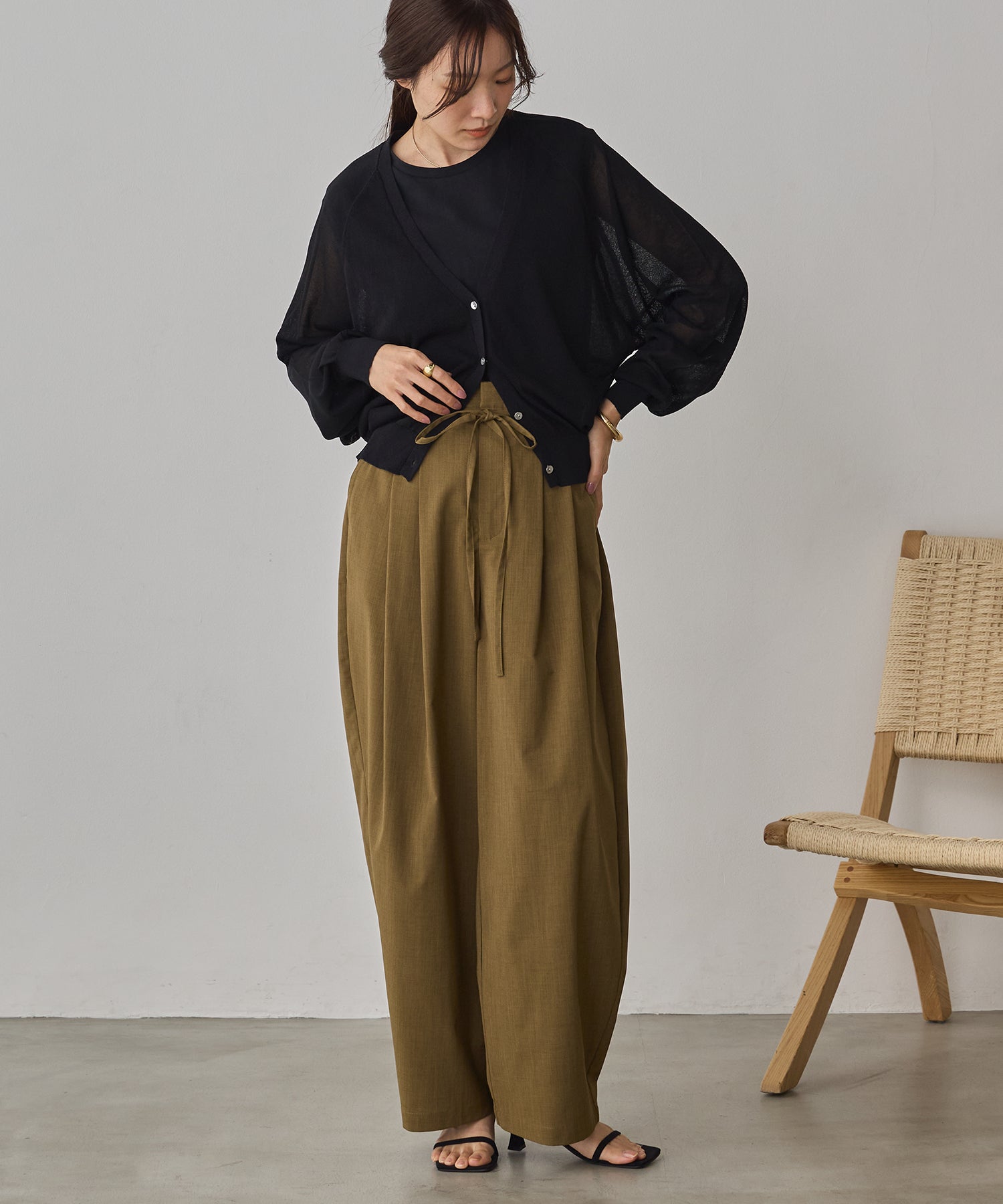 LINEN-LOOK PLEATED PANTS