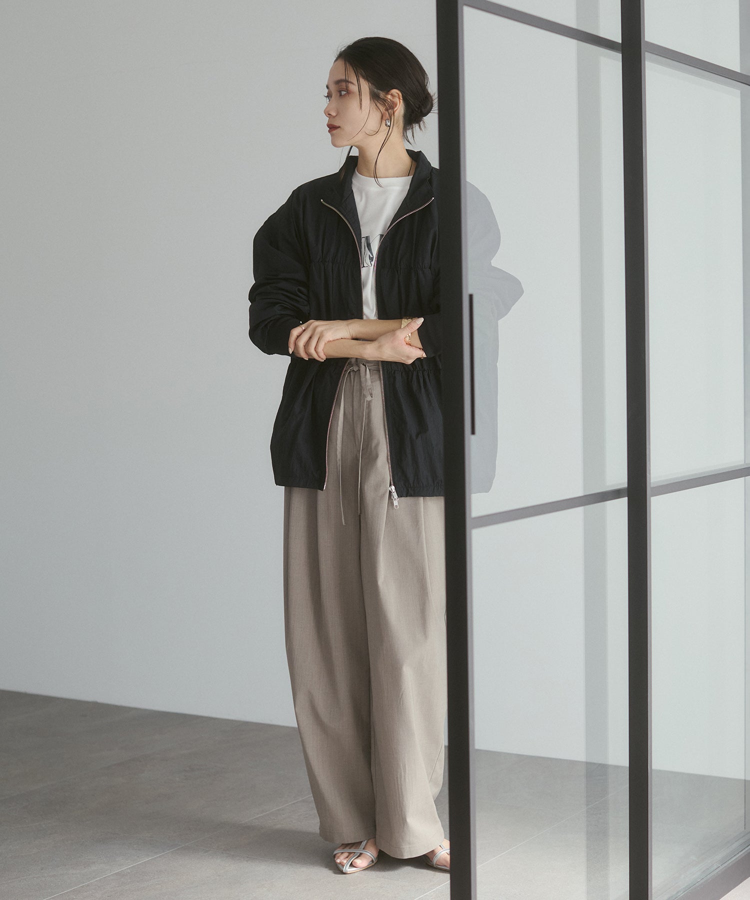 LINEN-LOOK PLEATED PANTS