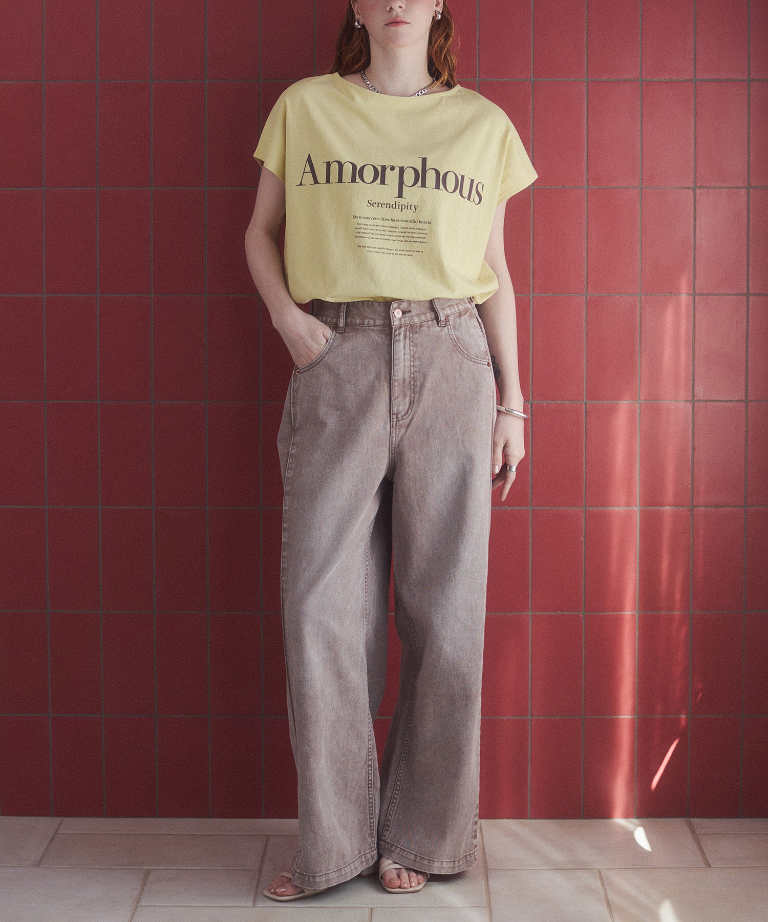 DENIM/TWILL SIDE-TUCK PANTS