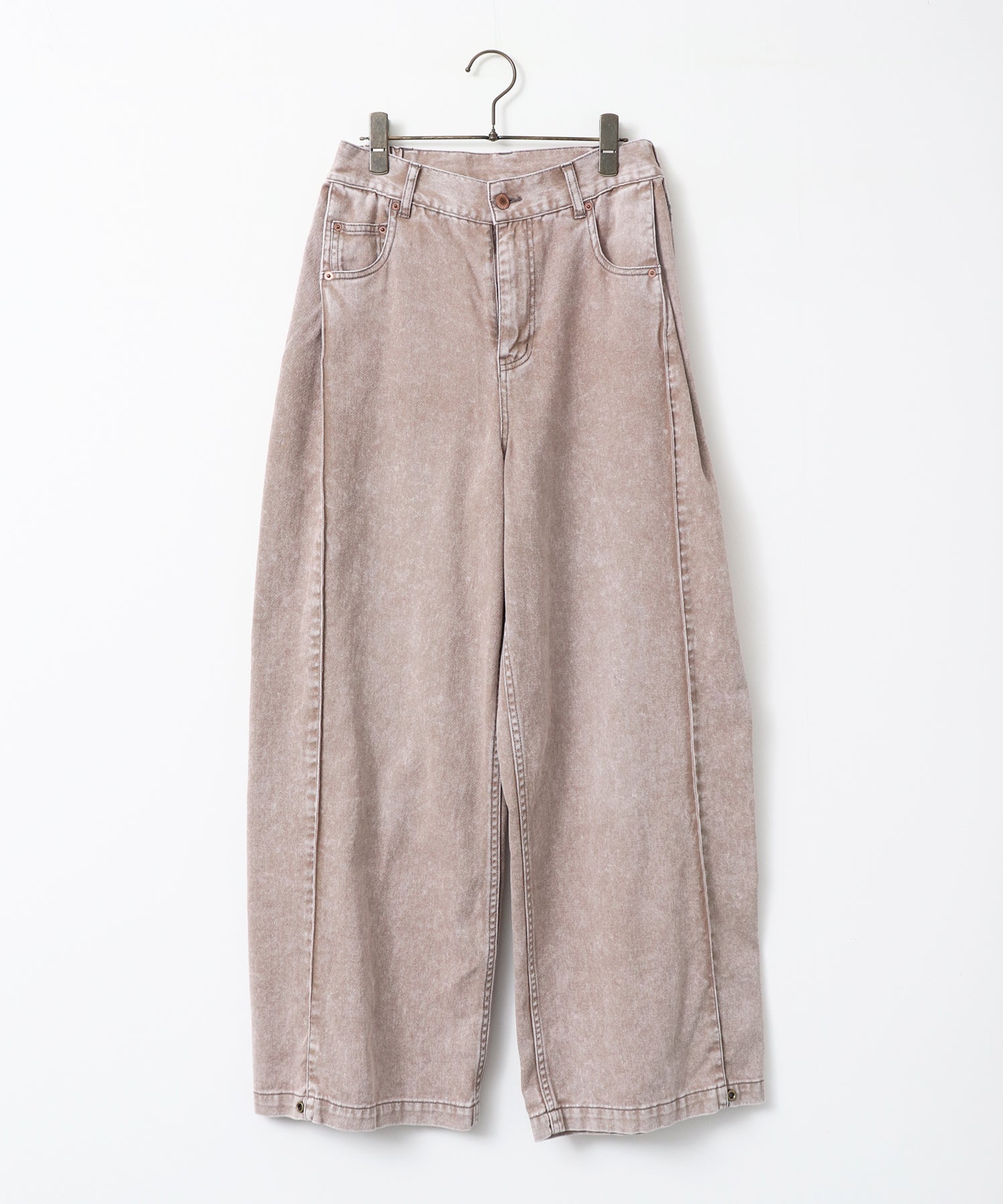 DENIM/TWILL SIDE-TUCK PANTS