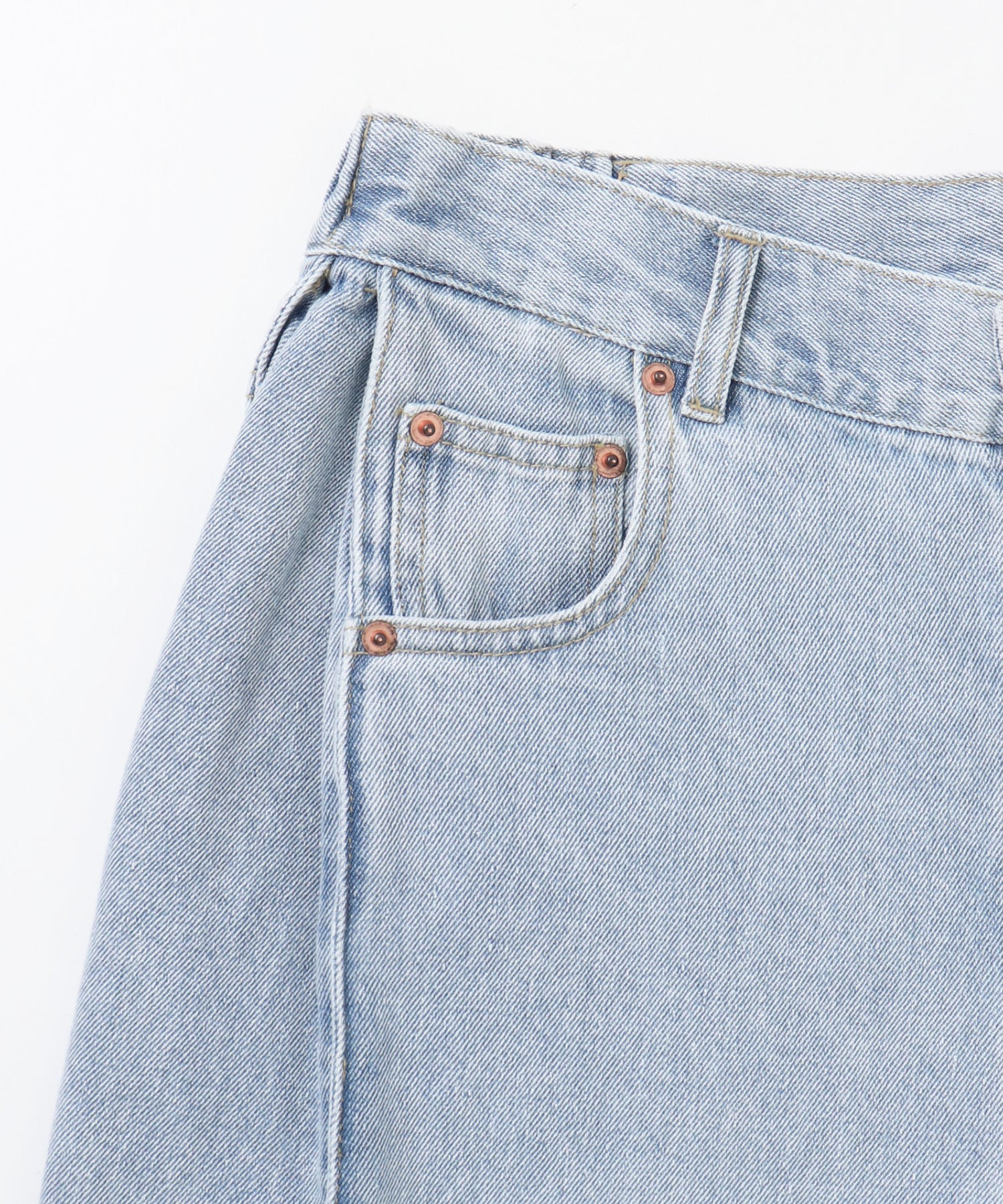 DENIM/TWILL SIDE-TUCK PANTS