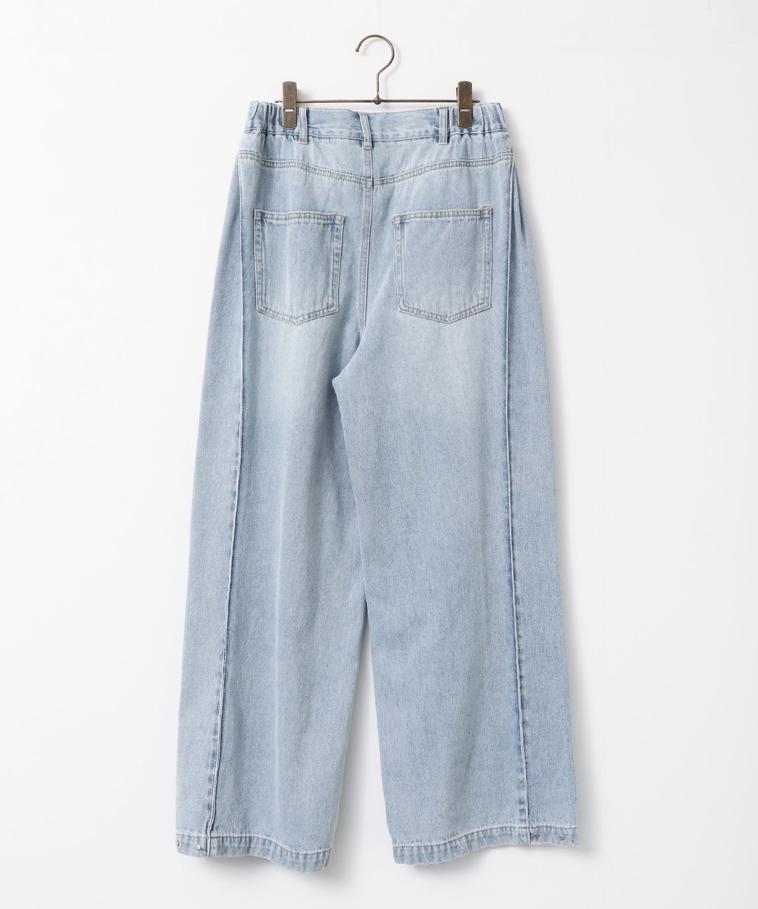 DENIM/TWILL SIDE-TUCK PANTS