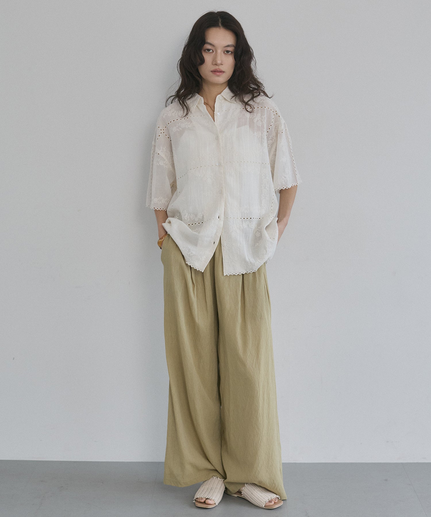 SHEER WIDE STRAIGHT PANTS