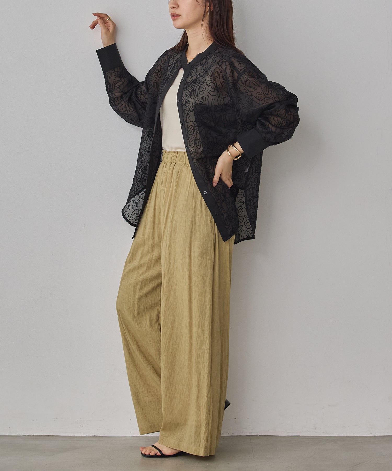 SHEER WIDE STRAIGHT PANTS