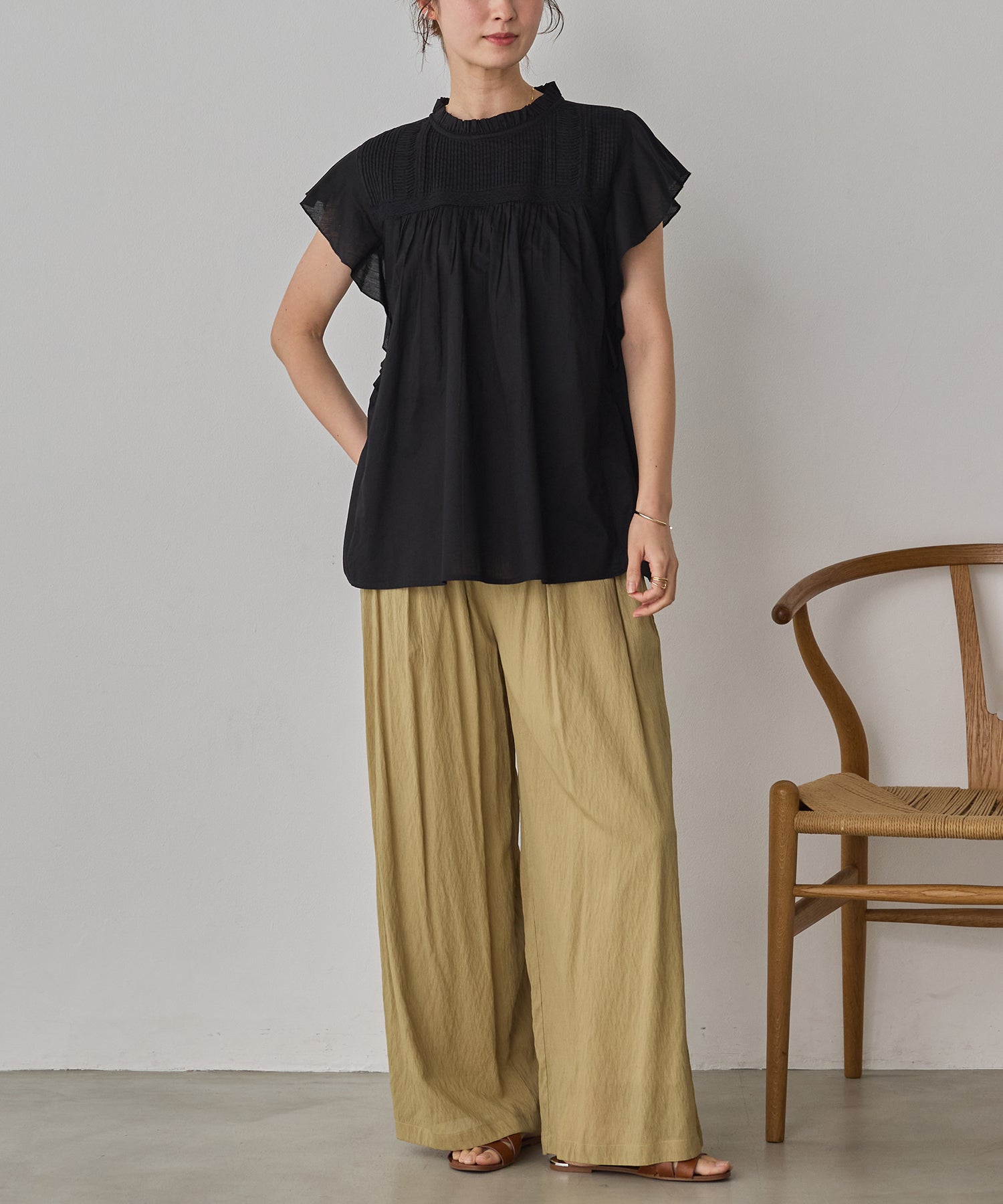 SHEER WIDE STRAIGHT PANTS