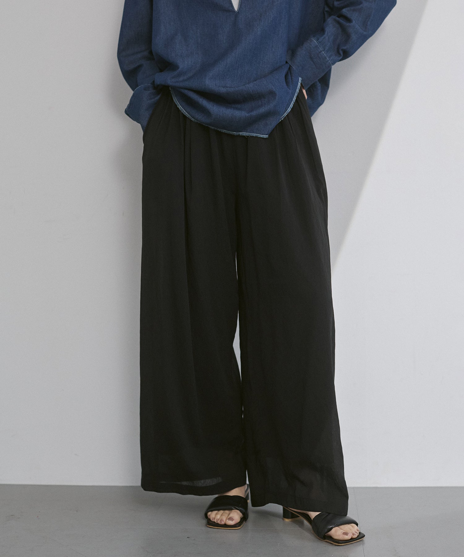 SHEER WIDE STRAIGHT PANTS