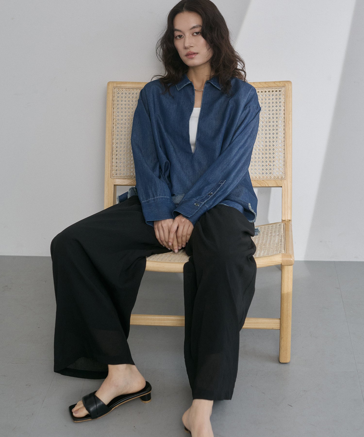 SHEER WIDE STRAIGHT PANTS