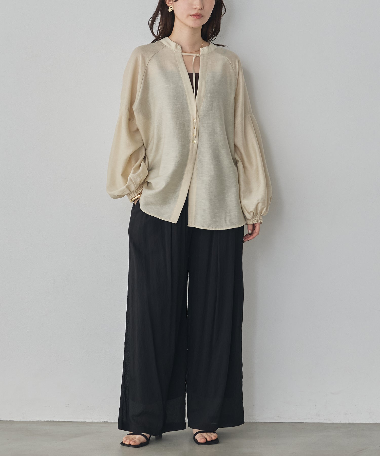 SHEER WIDE STRAIGHT PANTS