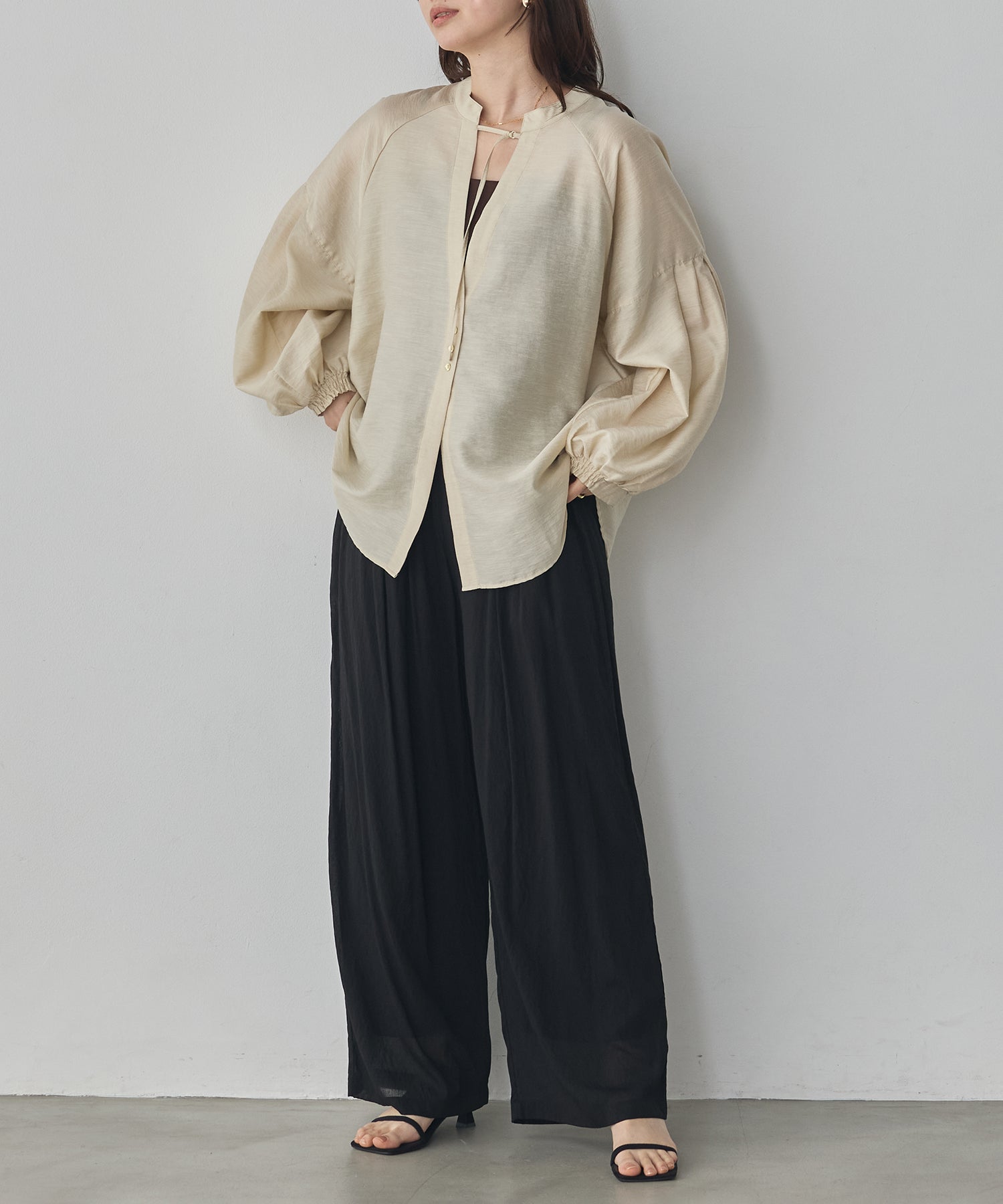 SHEER WIDE STRAIGHT PANTS