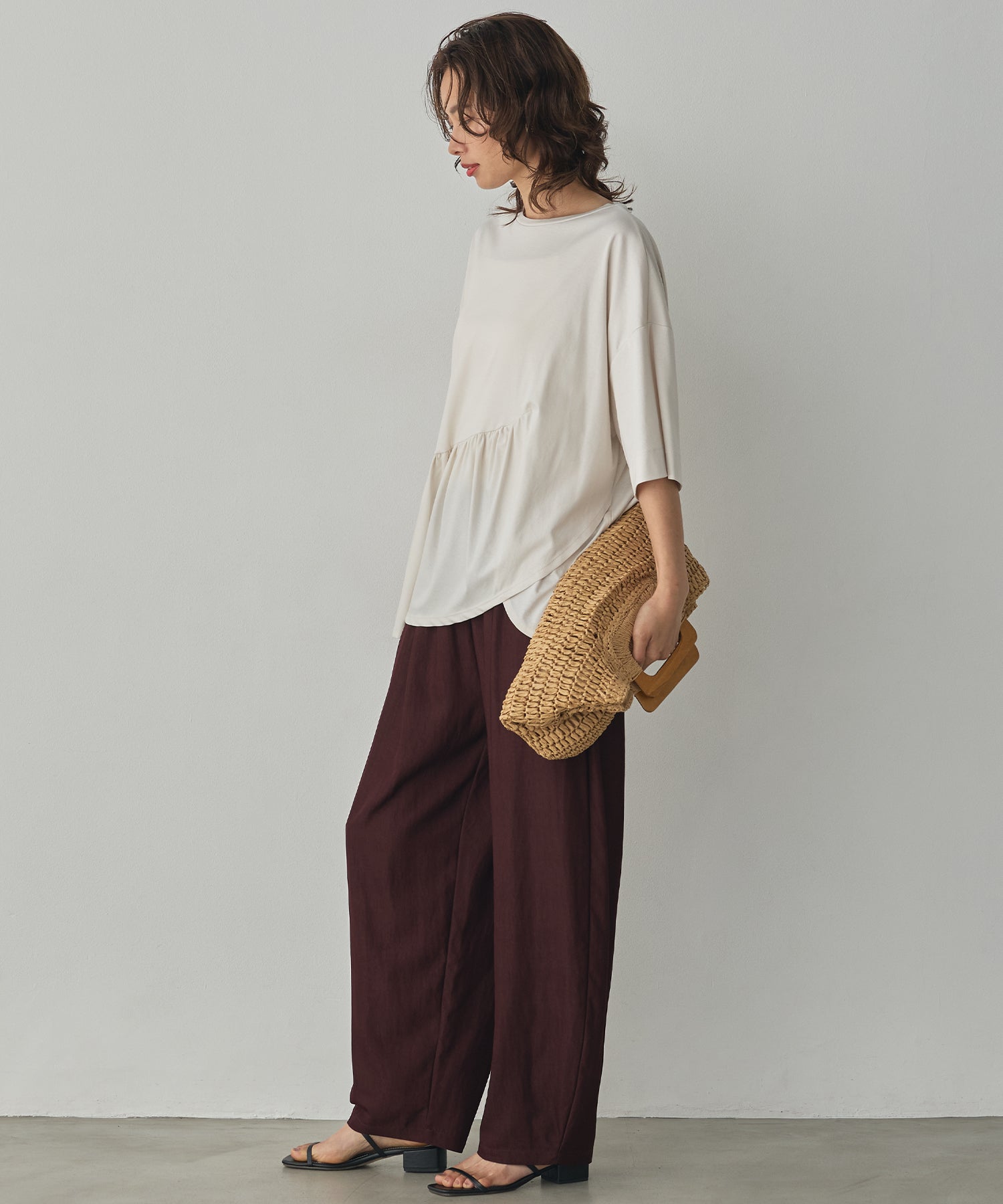 THICK-WEAVE CURVY PANTS