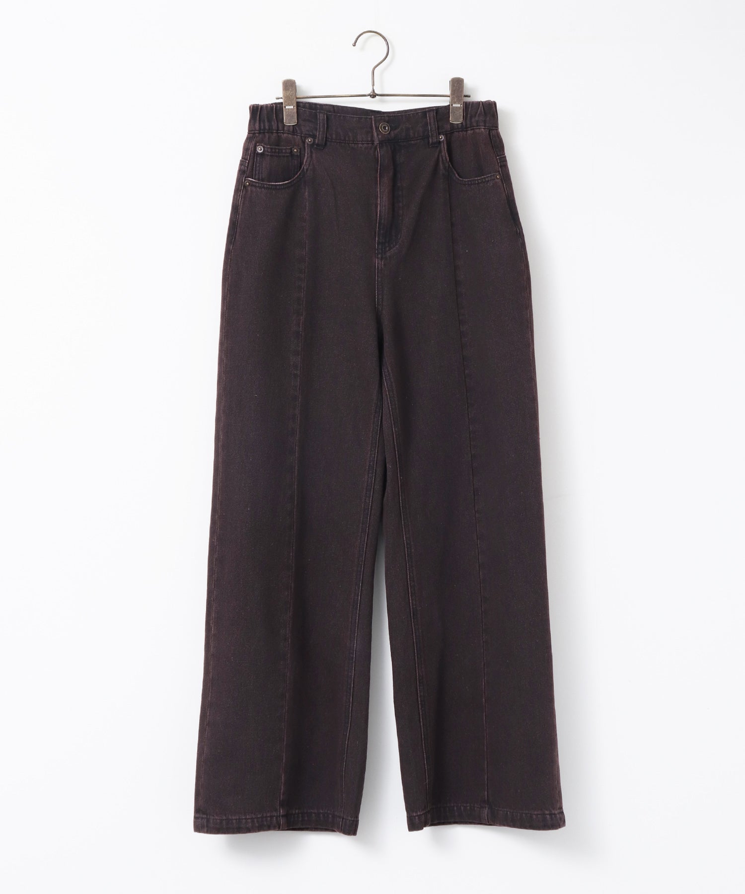 CENTER-SEAM SEMI-FLARED DENIM PANTS