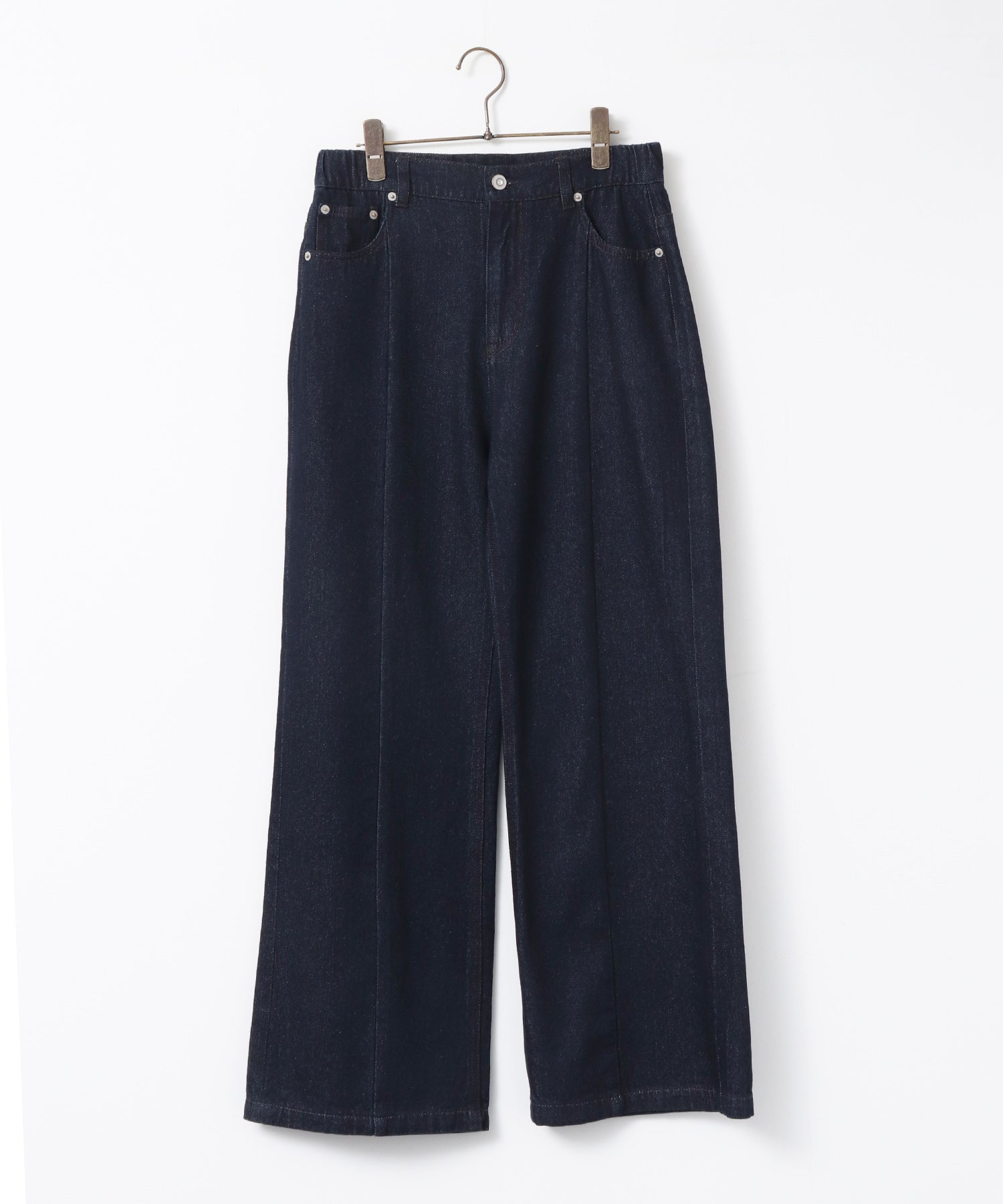 CENTER-SEAM SEMI-FLARED DENIM PANTS