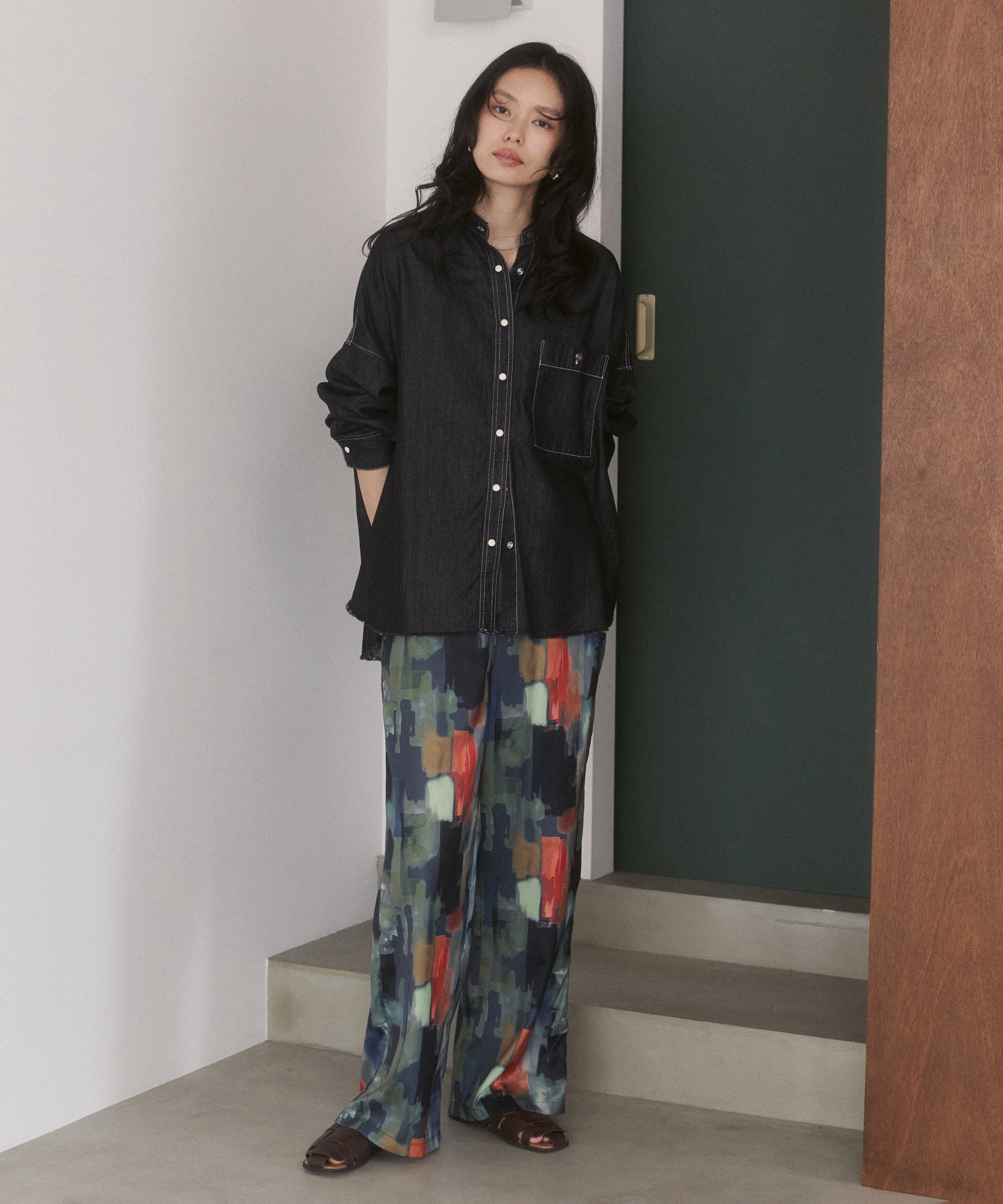GEORGETTE-PRINT EASY PANTS