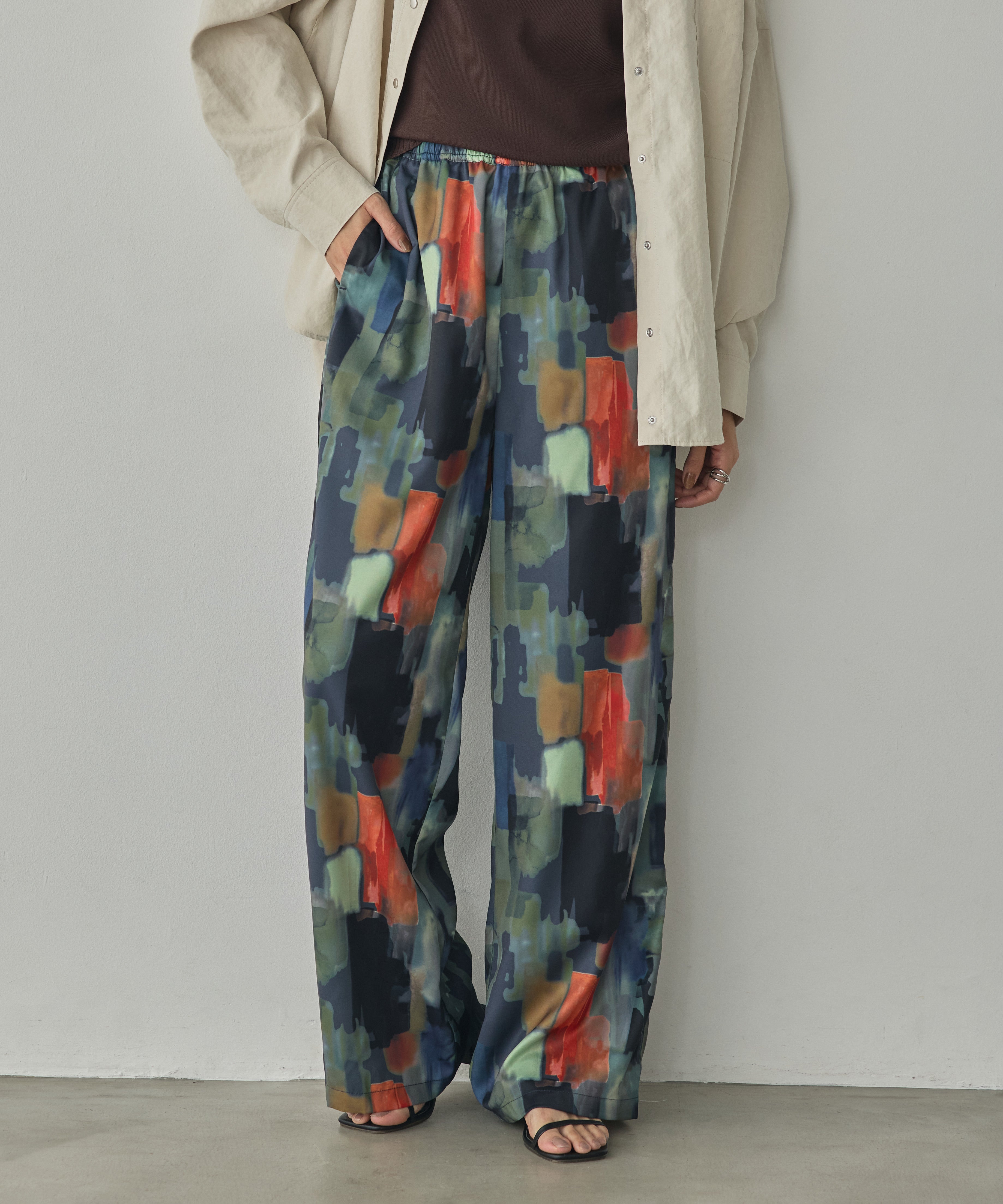 GEORGETTE-PRINT EASY PANTS