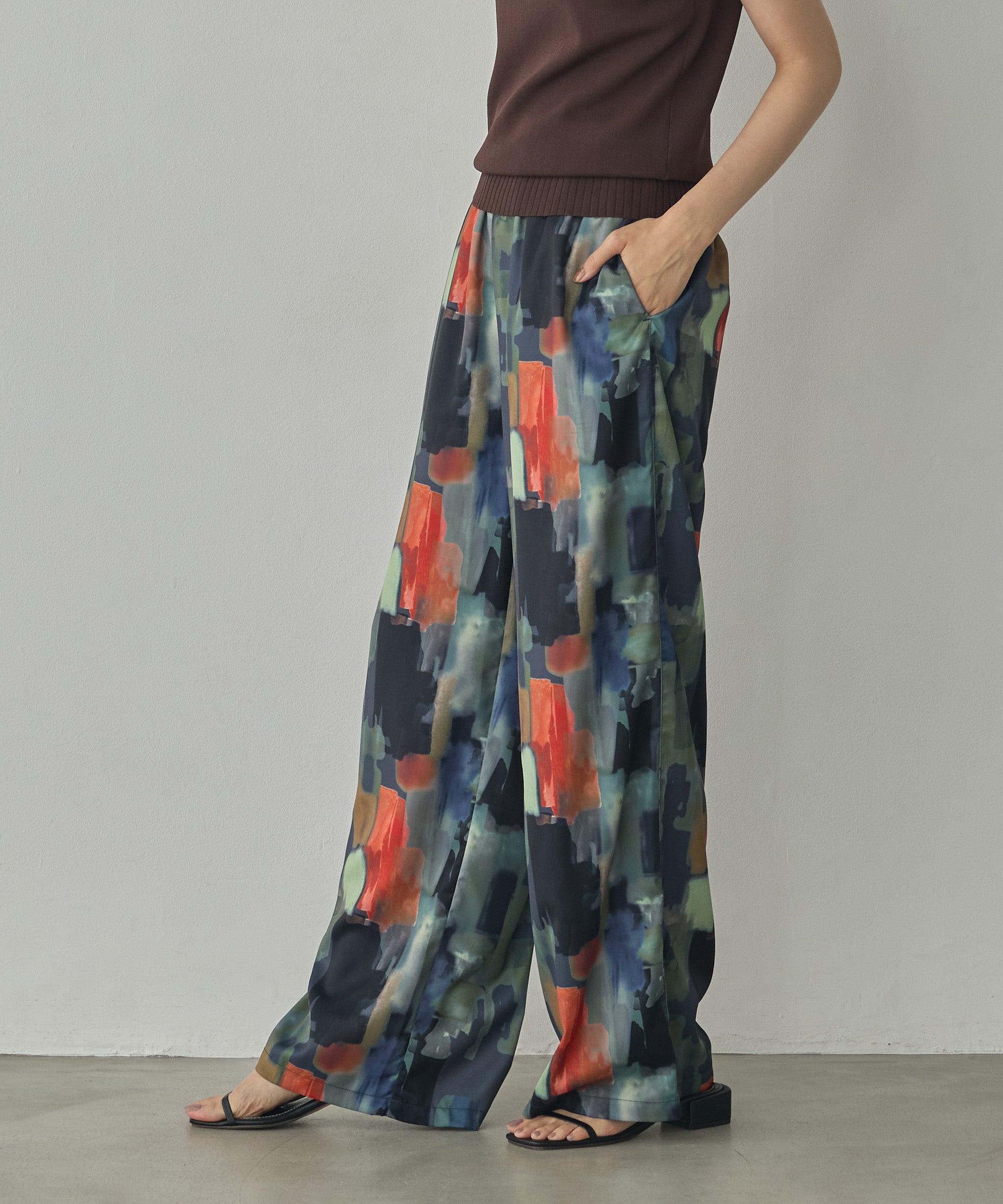 GEORGETTE-PRINT EASY PANTS