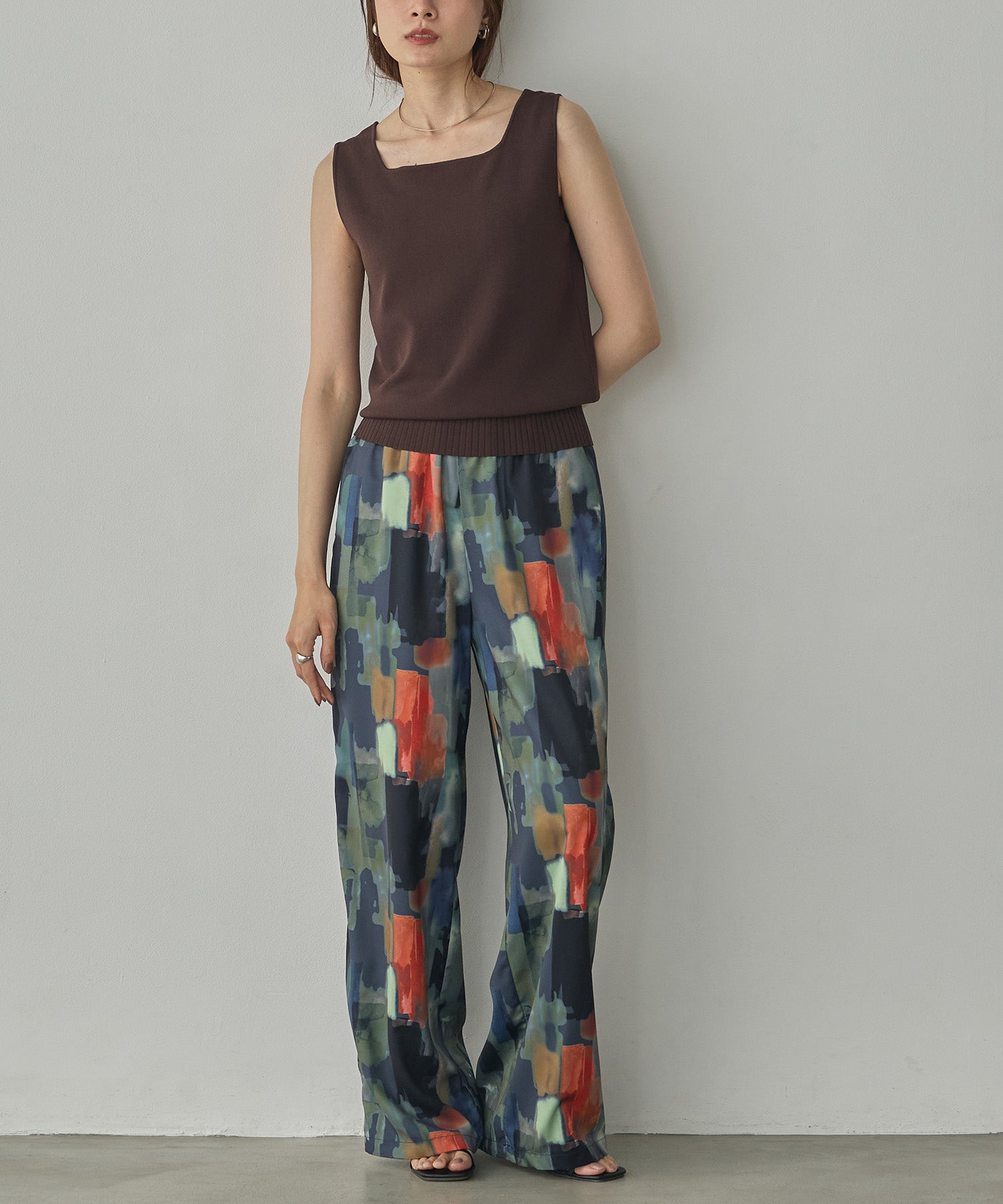GEORGETTE-PRINT EASY PANTS