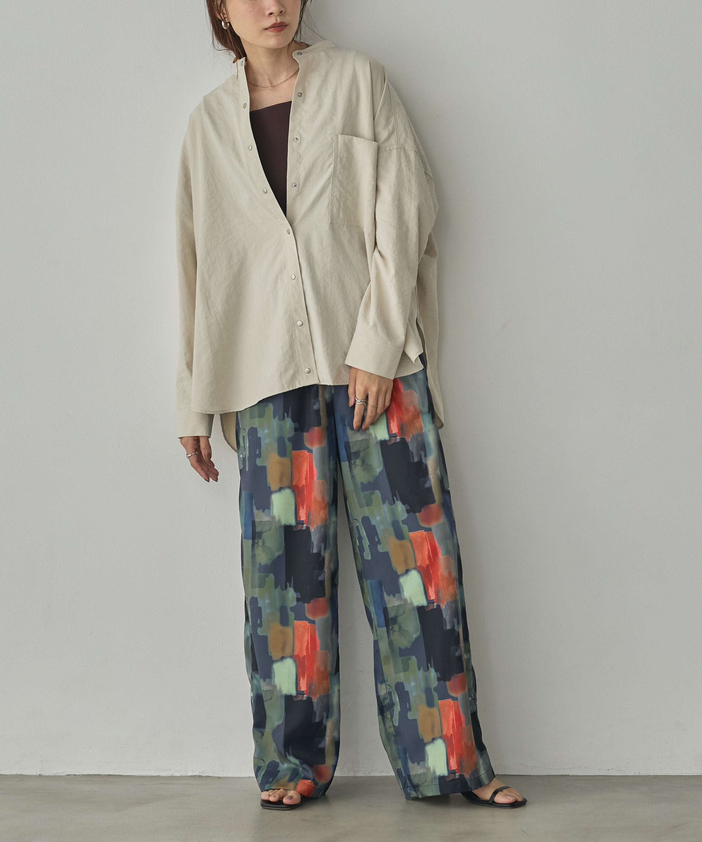GEORGETTE-PRINT EASY PANTS