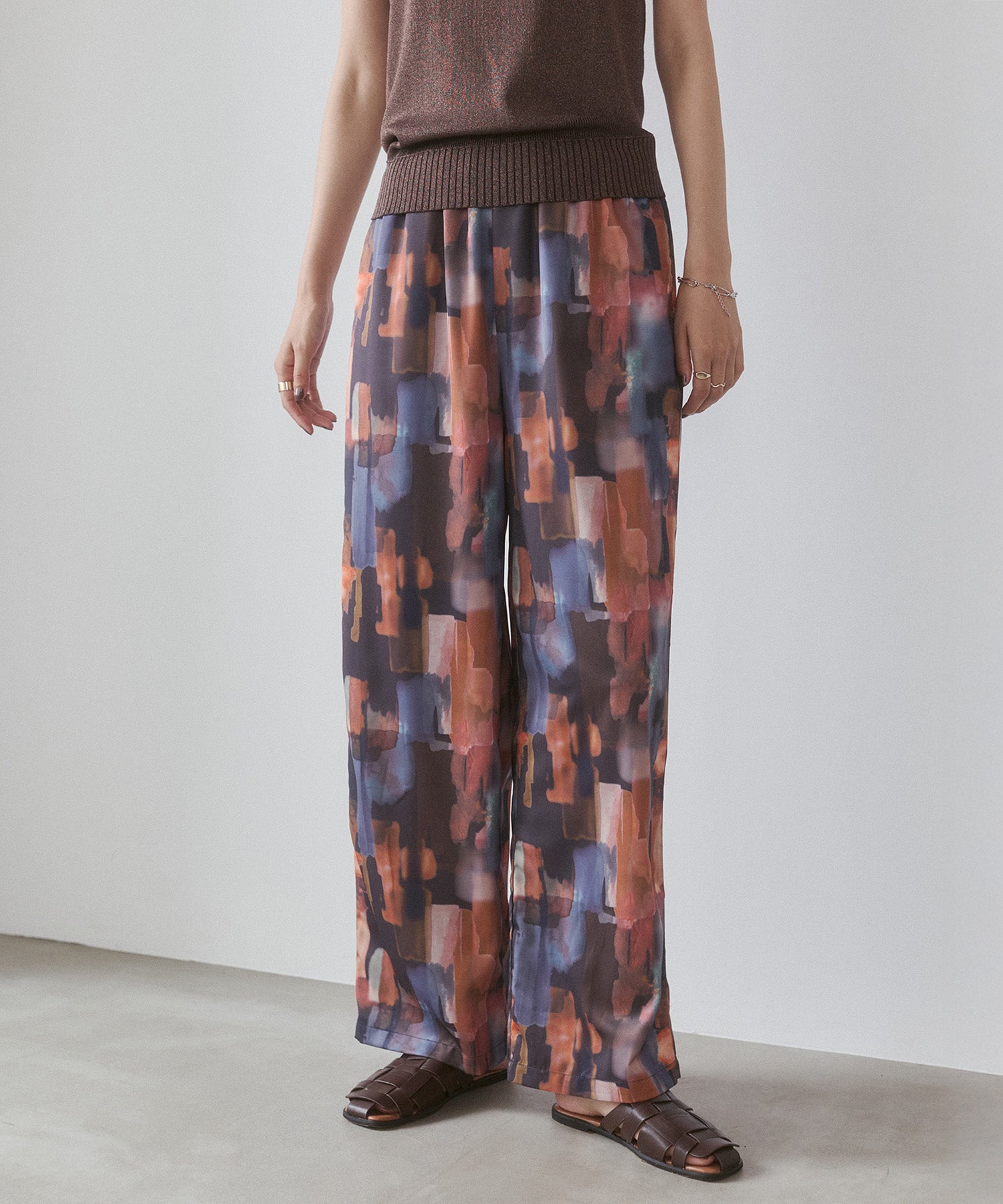 GEORGETTE-PRINT EASY PANTS