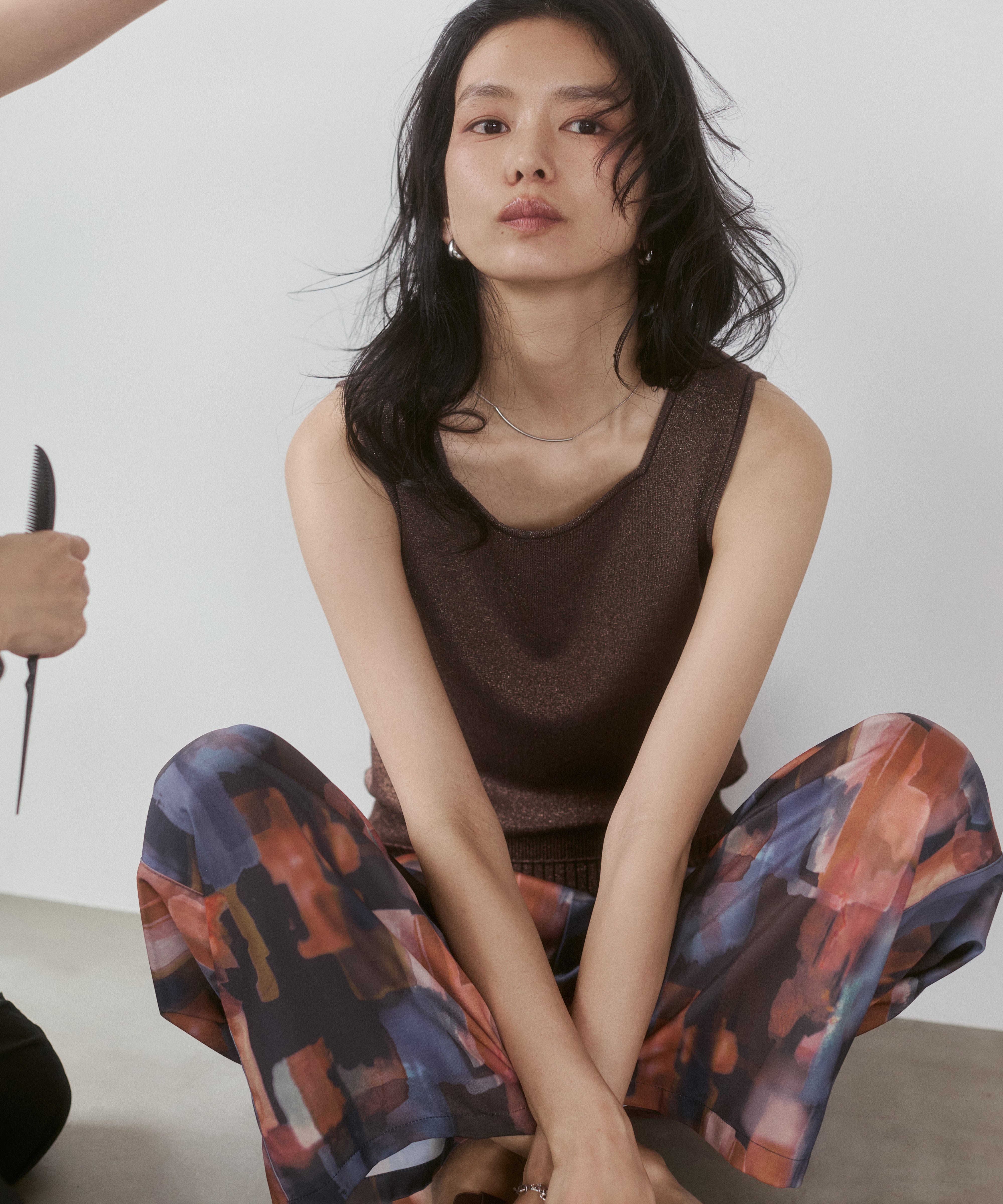 GEORGETTE-PRINT EASY PANTS