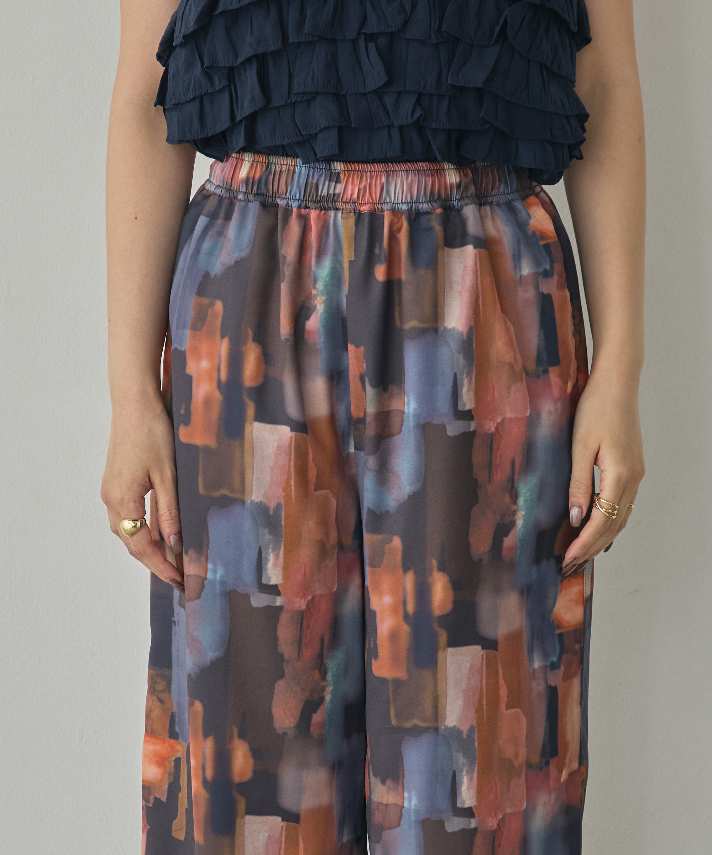 GEORGETTE-PRINT EASY PANTS