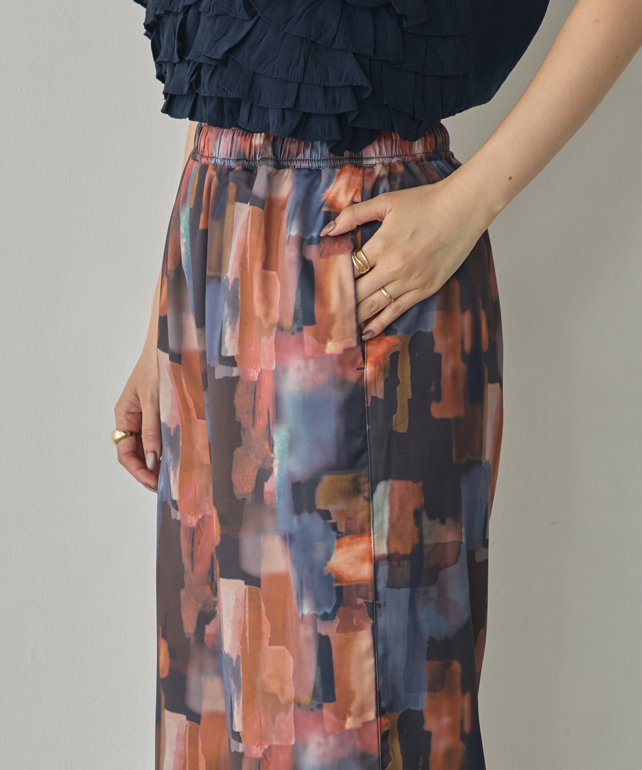 GEORGETTE-PRINT EASY PANTS