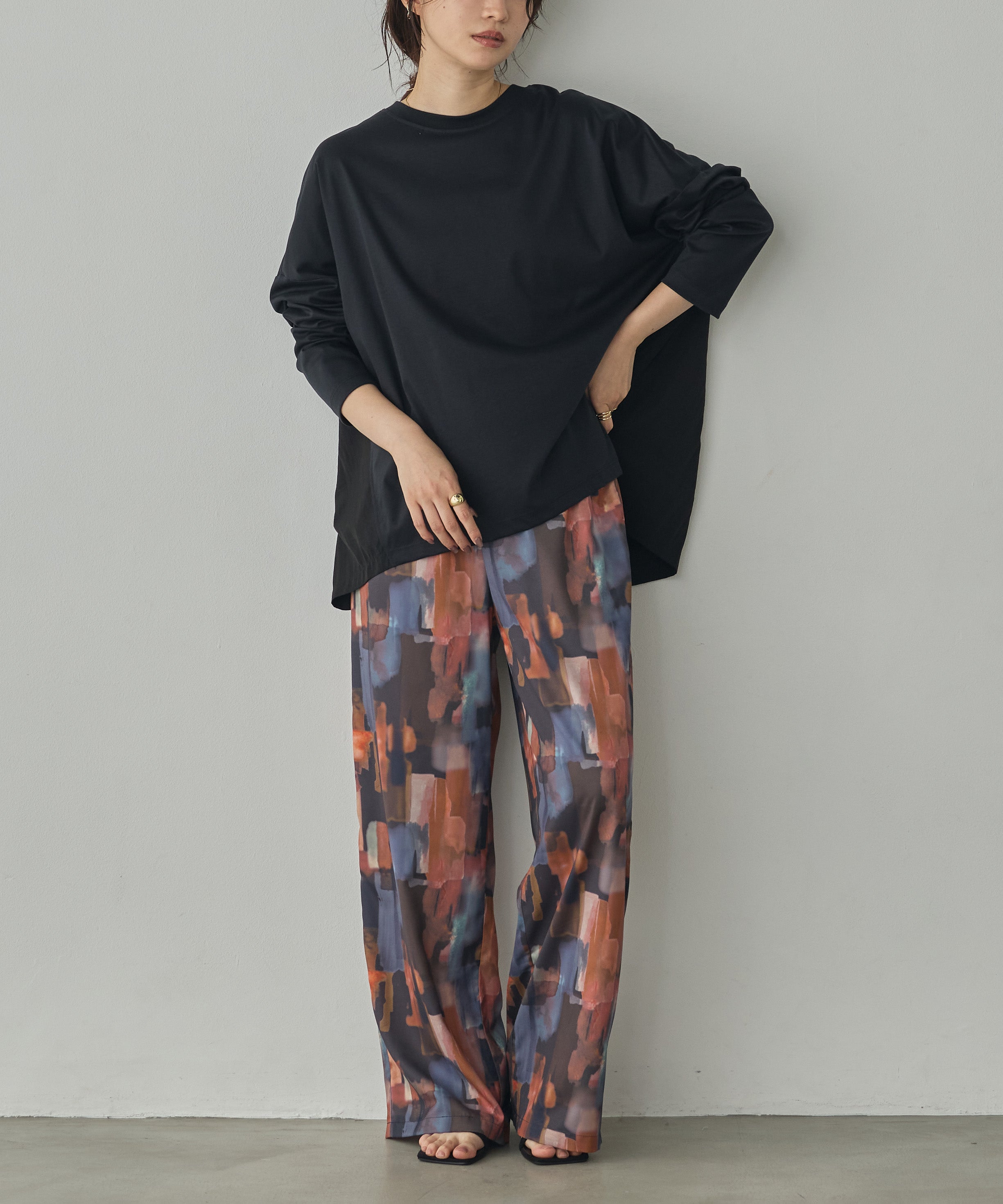 GEORGETTE-PRINT EASY PANTS