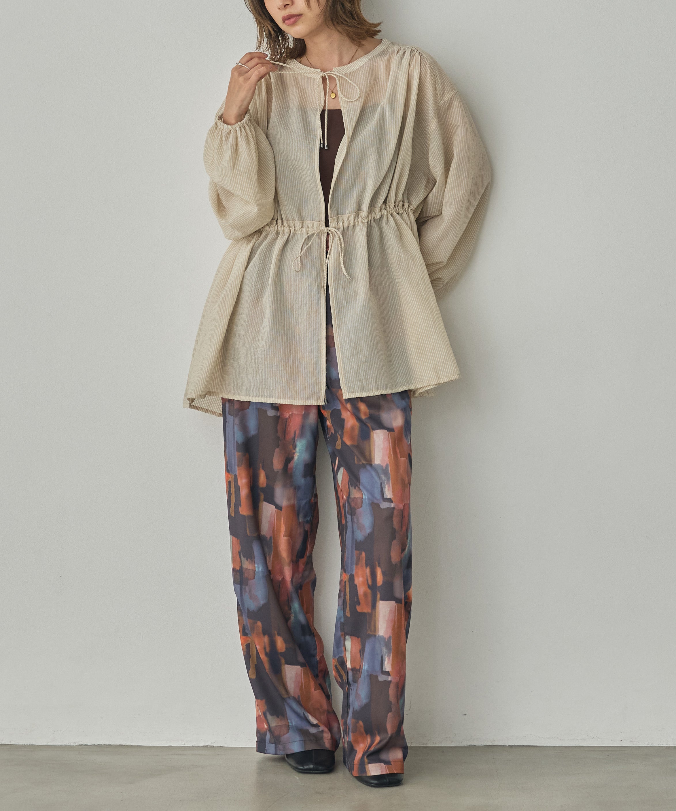 GEORGETTE-PRINT EASY PANTS